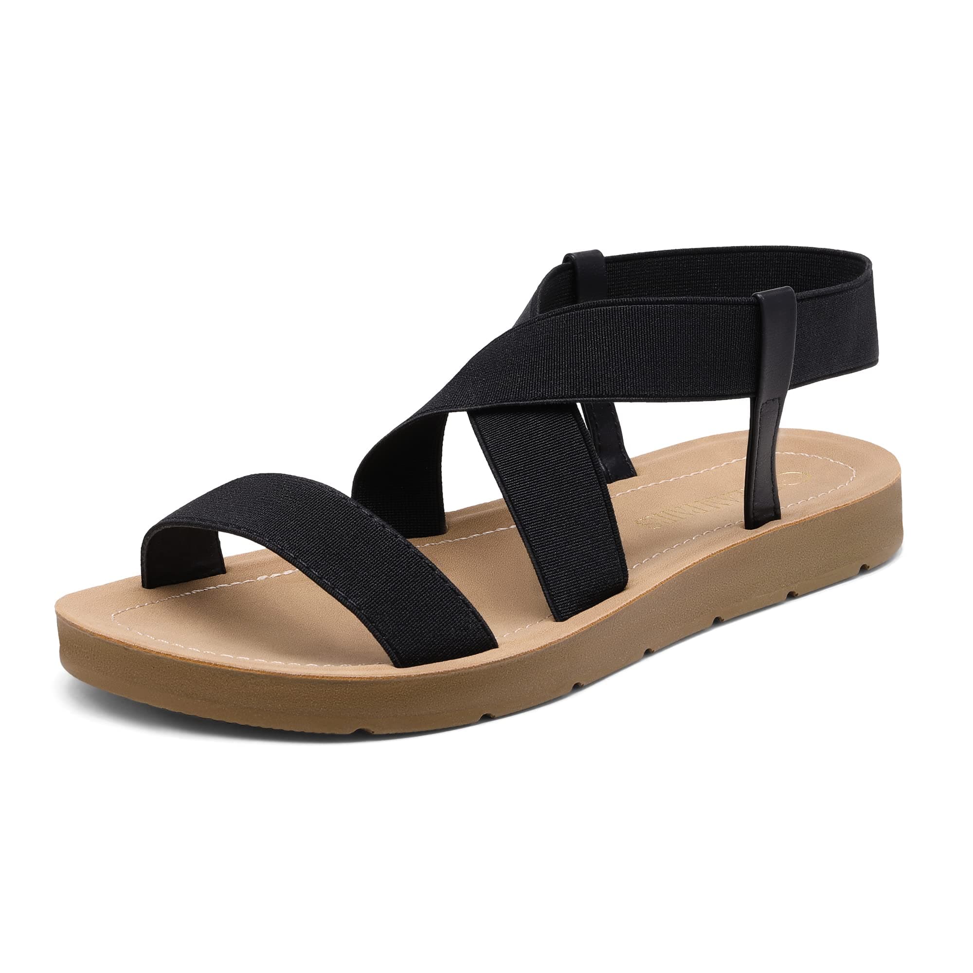 Women's Open Toe Elastic Ankle Strap Flat Summer Sandals