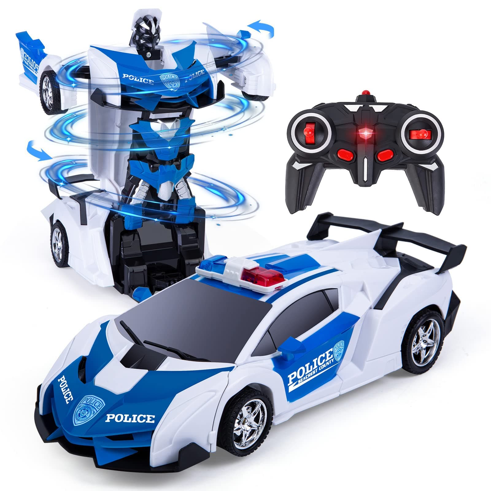 Remote Control Transform Car 2 in 1 Remote Control Cars for Kids Boys Ages 5-12 Deformation Robot RC Car for Kids Boys Girls (White)