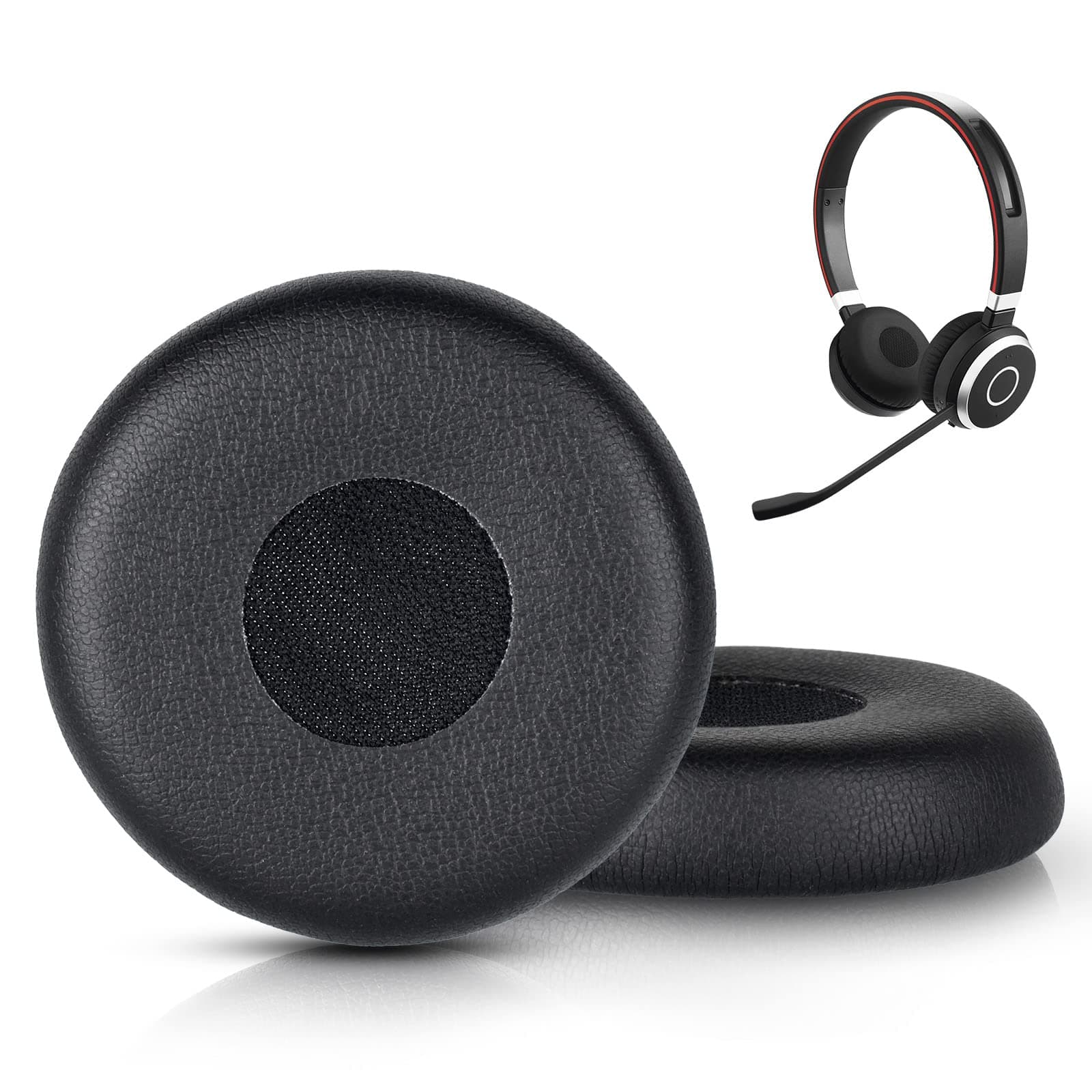 Evolve 65 Earpads, Jabra Evolve 65UC Replacement Ear Cushion, Protein Leather Ear Pads Kit Compatible with Jabra Evolve 65/65UC /40/40MS/20se/20uc/30II/65MS/40 Headset (Black)