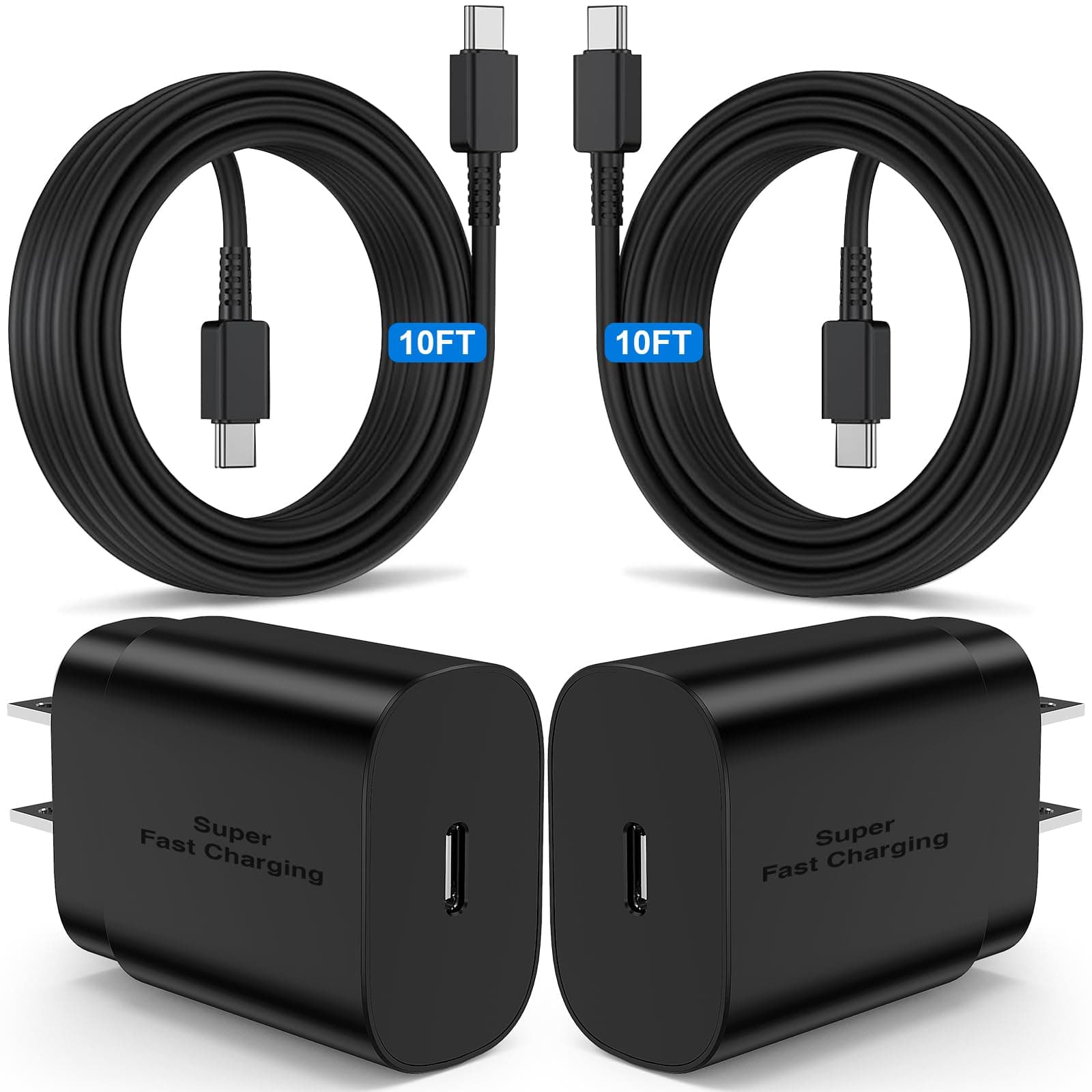 2Pack 25W Super Fast Charger Type C 6ft, USB C Wall Charging and Long Android Phone Charger Cable Cord for Samsung Galaxy S25 Ultra/S25 Plus/S25/S24+/S24 Ultra/S23 Ultra/S22 Plus/S21/Note 20/Note10+
