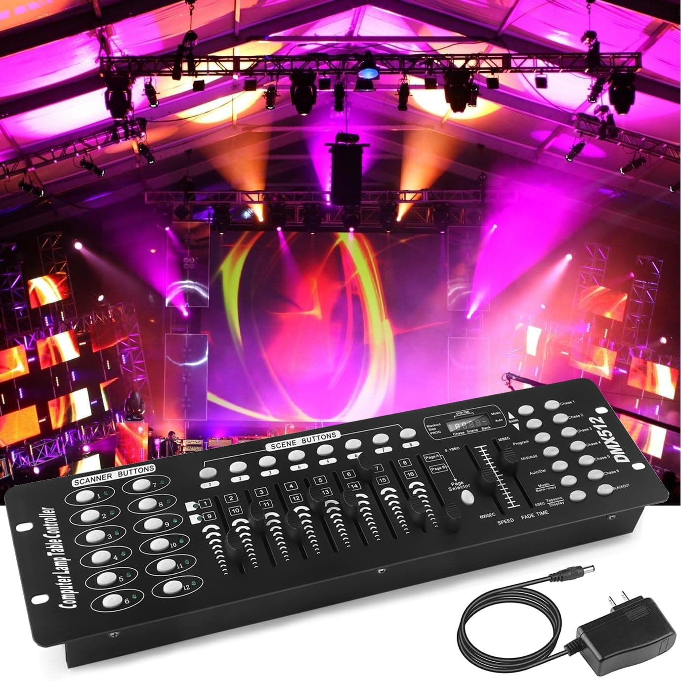 DMX Controller, 192 Channel DMX 512 Light Controller DMX Console Stage Light Controller Panel Use For Editing Program Of Stage Lighting Runing for DJ, Shows, Party, Bar, Disco, Club, Live