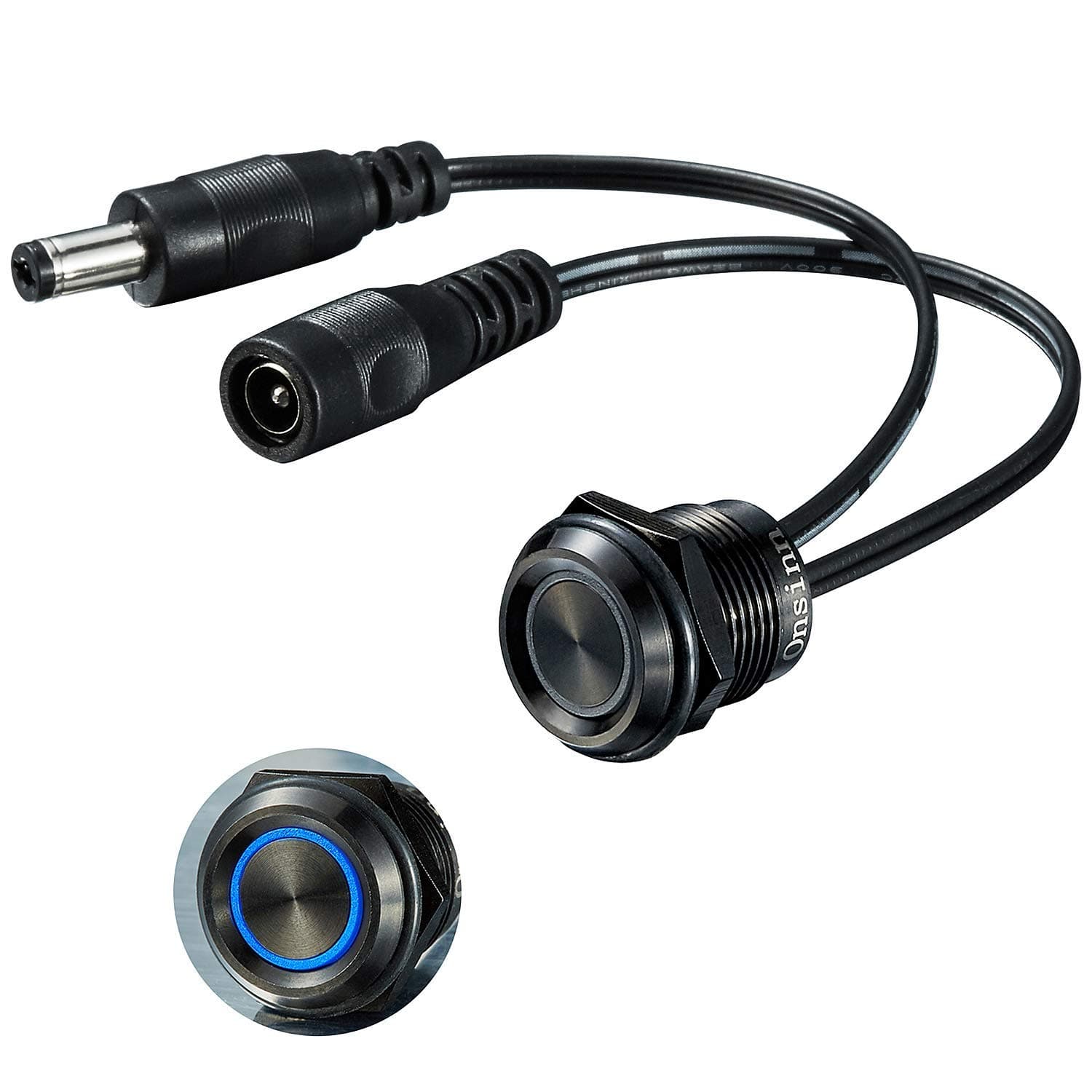 Touch Switch TD01 Memory Function stepless dimming Switch DC12V to 24V Blue led for 16mm 3/5'' mounting Hole (Black)