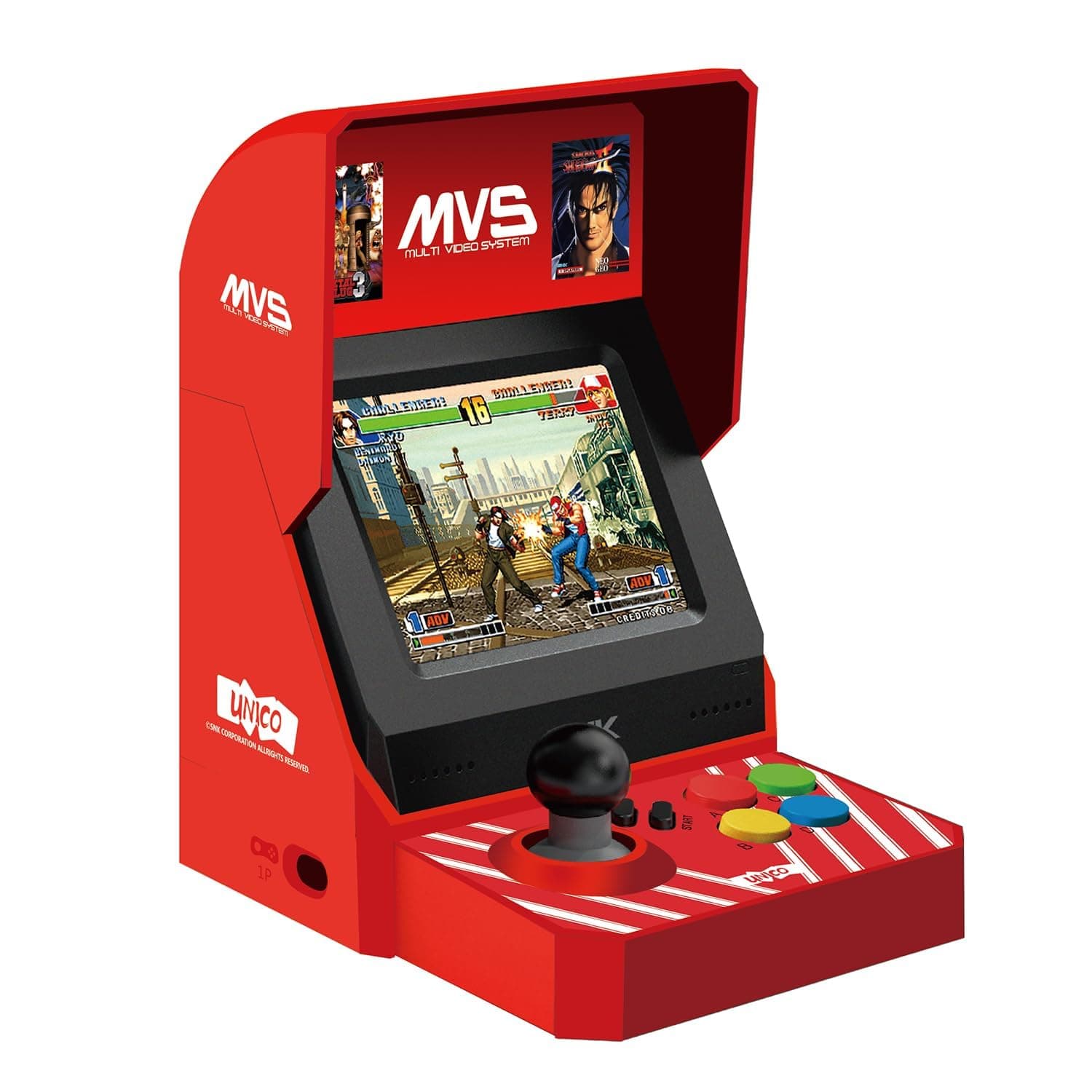 UNICO SNK MVS Mini Arcade, 45 Licensed Classics Games, Including The King of Fighters, Metal SLUG, Supports Large Screen HDMI Output/2 Gamepad Ports