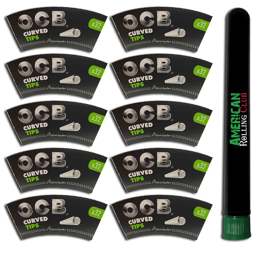 OCB Premium Curved Cone Tip Book | 10 Pack | Includes American Rolling Club Tube