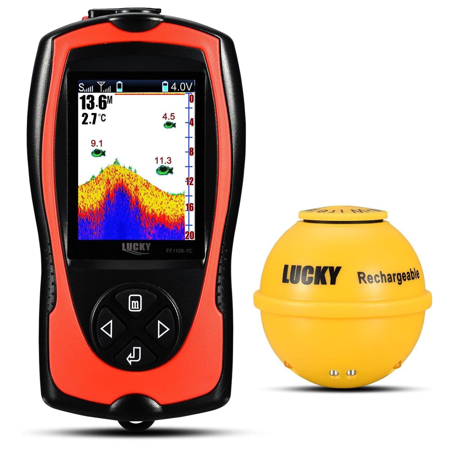 LUCKY Portable Fish Finder Transducer Sonar Sensor Water Depth Finder LCD Screen Echo Sounder Fish Finder Ice Fishing Sea Fishing
