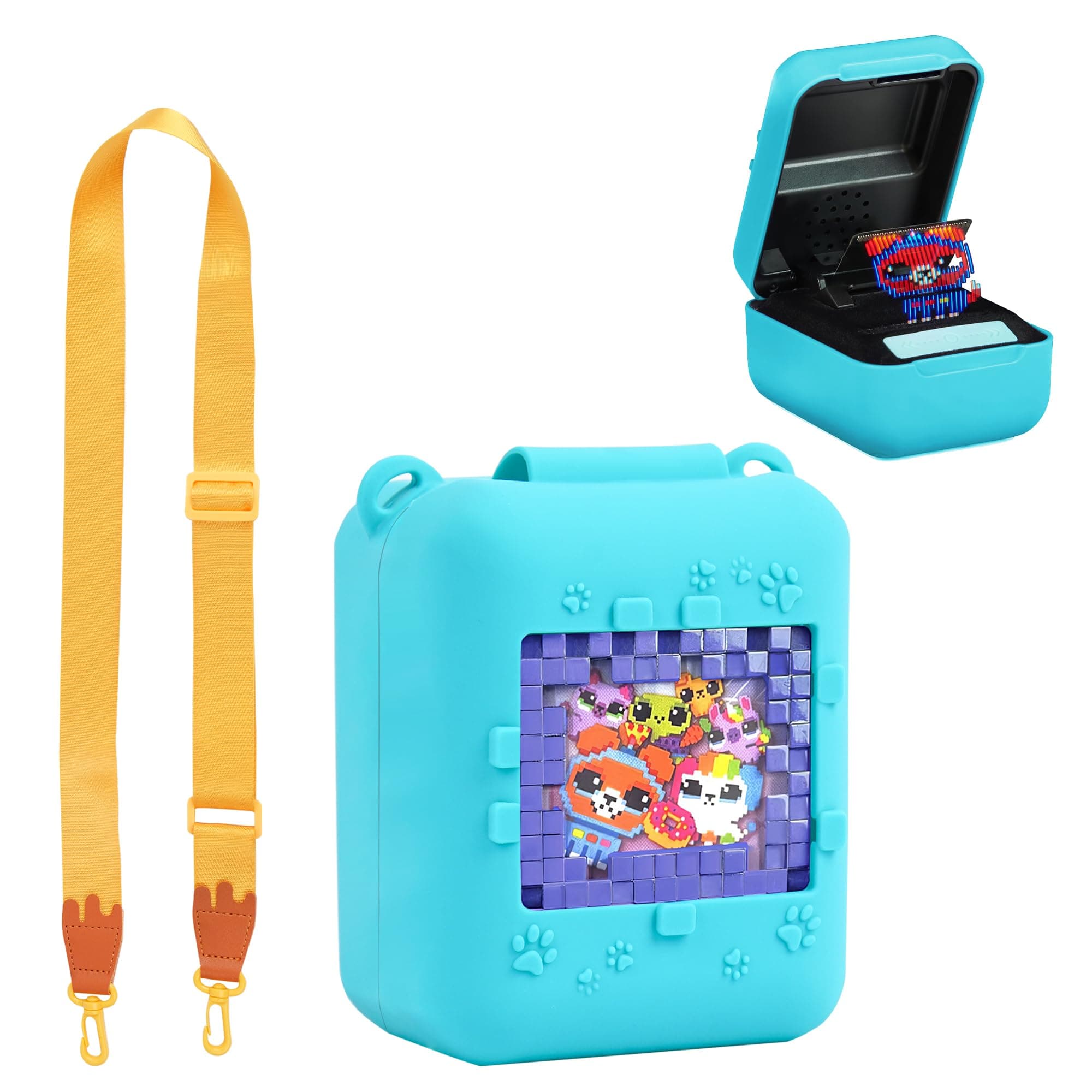 Silicone Case for Bitzee Digital Pet Interactive Virtual Toy, Protective Holder Skin for Bitzee Interactive Toy Digital Pet and Case Accessories(1-Blue/Yellow)