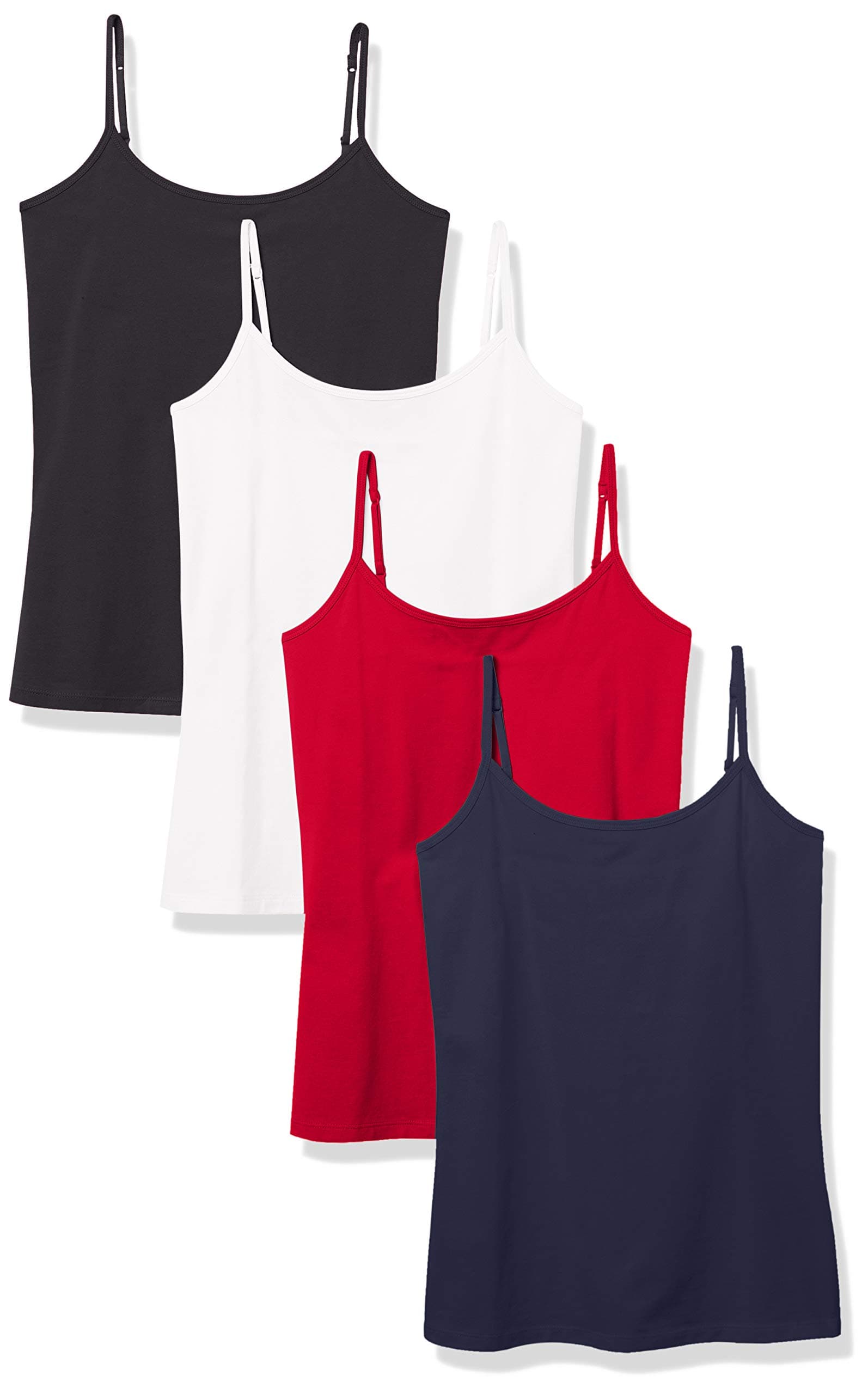 Amazon Essentials Women's Slim-Fit Camisole for Layering and Everyday Wear, Pack of 4