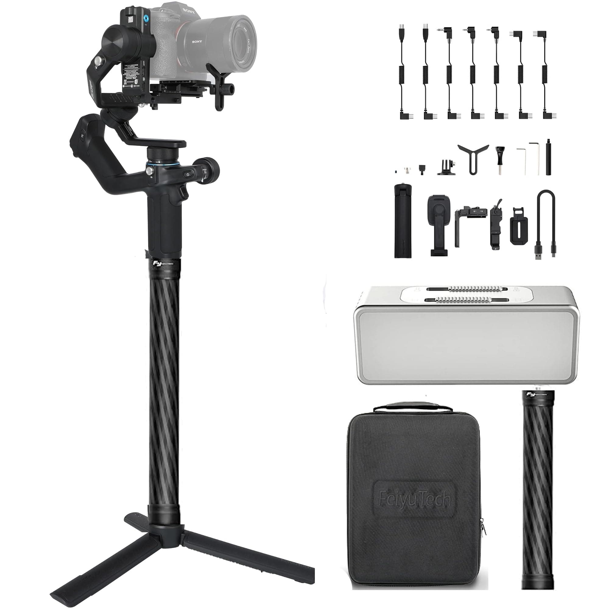 FeiyuTech SCORP-Mini 2 KIT Camera Stabilizer with AI Tracking/Fill Light, 3-Axis Gimbal Stabilizer for Mirrorless Camera,Compact Cameras,Action Camera,Smartphone,Max Payload 2.65 Ib