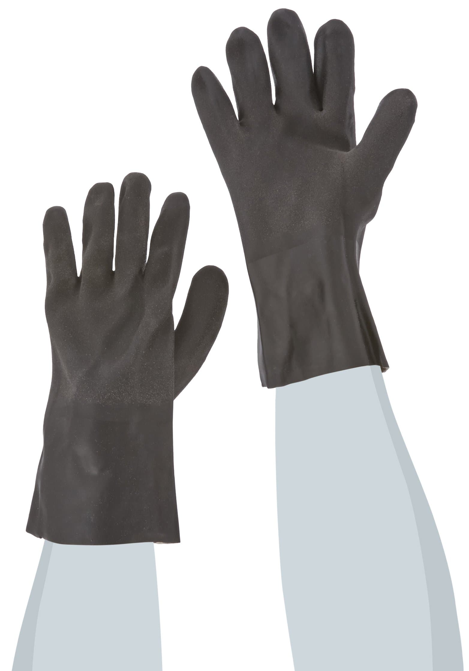 West Chester 13012 PVC Coated Interlock Lined Glove, Work, Gauntlet Cuff, 11-1 2" Length, Large, Black (Pack of 1 Pair)