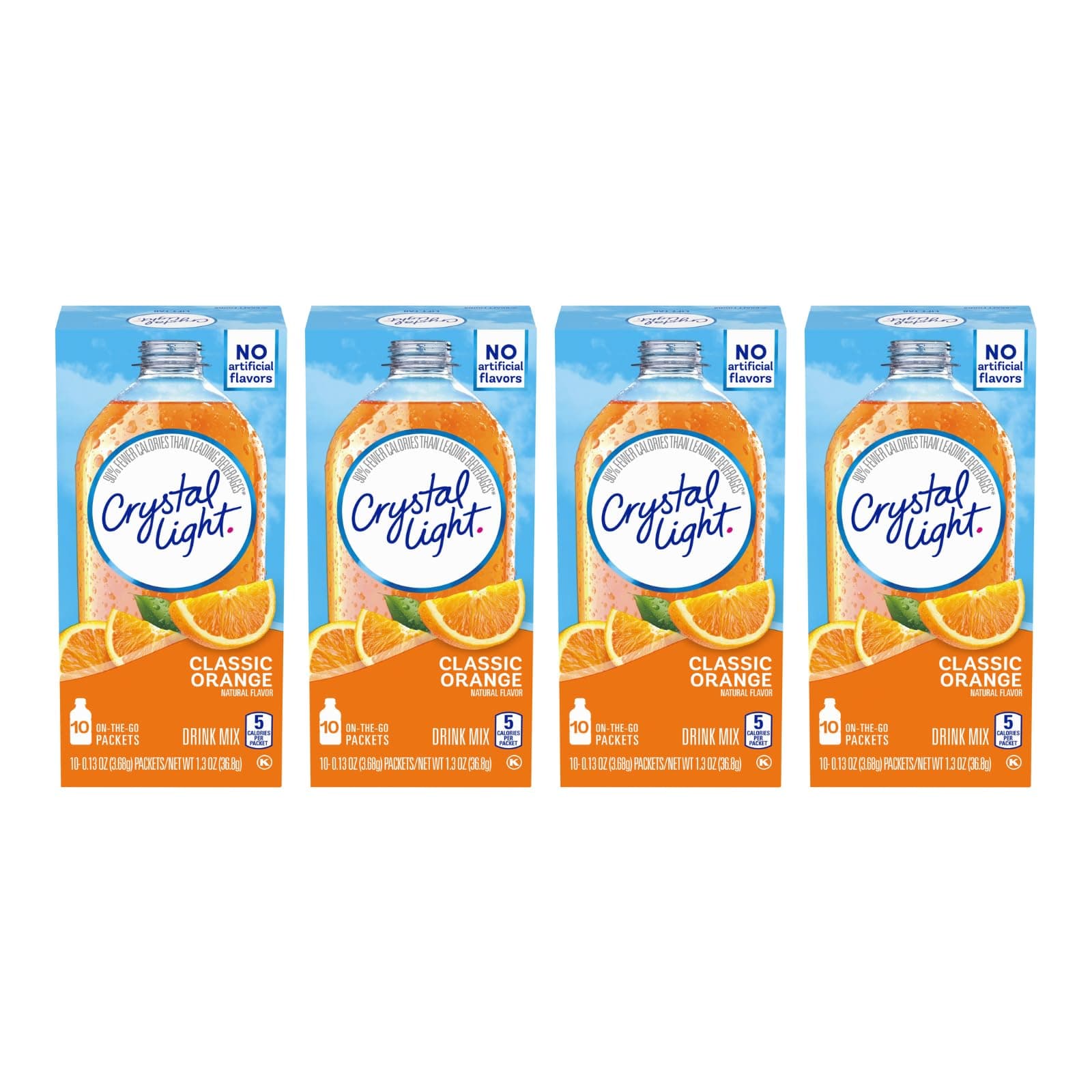 Crystal Light On The Go Classic Orange, 10-Count Boxes (Pack of 4)