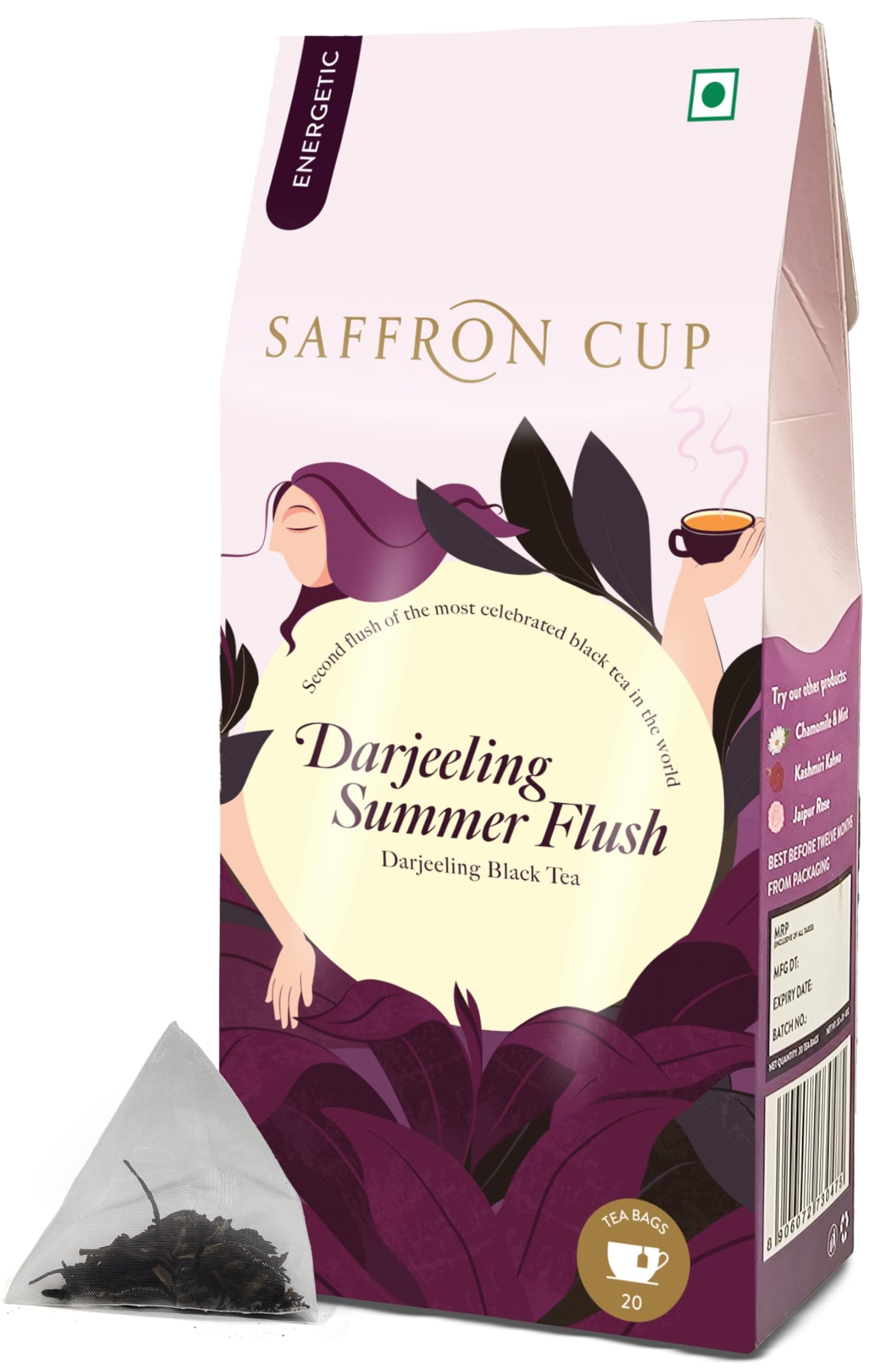 Darjeeling Summer Second Flush Tea by Saffron Cup - 20 Tea Bags | Premium Lea...