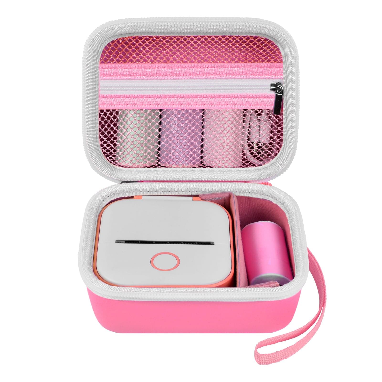 Label Maker Case for Memoking T02/ for Phomemo M02/ M02S/ M02 Pro/ Q30S/ for Nelko PM230/ for Anycash/for Ponek Mini Pocket Printer, Portable Sticker Paper Storage Holder - Box Only (Pink)