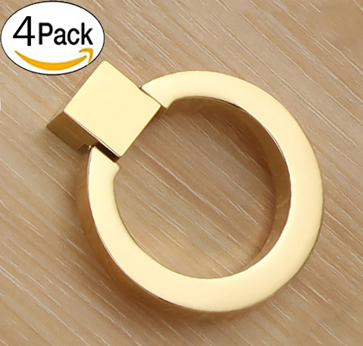 Drawer Pull Ring Handle Cabinet Door Knobs Modern-Style Kitchen Cabinet Pulls Set of 4 (Gold)
