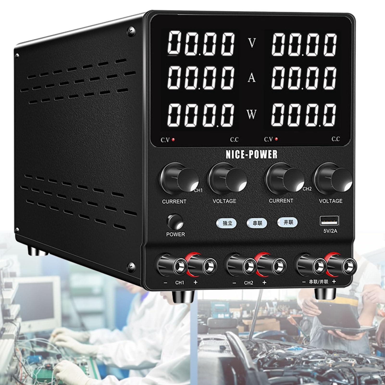 Dual-Channel Power Supply - Adjustable Variable Bench Programmable Voltage Stabilizer for Electronics, Phone Repair, DIY Projects - Dual Output 30V 10A