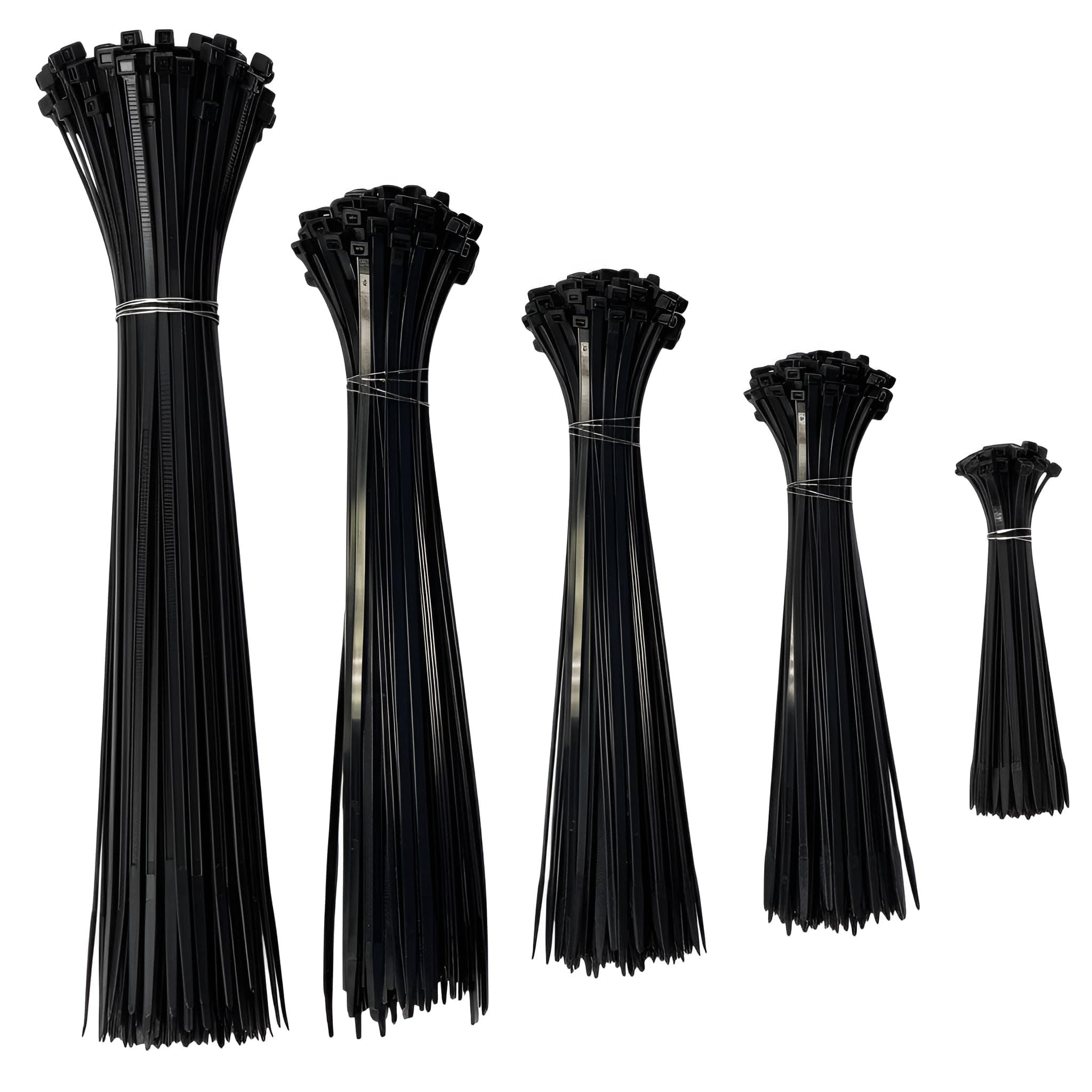 Zip Ties Assorted Sizes 500 Pcs Variety Pack Kit, 4+5.5+8+11+14 Inch Bulk Zipties Multi Pack Cable Tie Wraps, UV Resistant Nylon Wire Ties, for Indoor Outdoor Cable Management, Black
