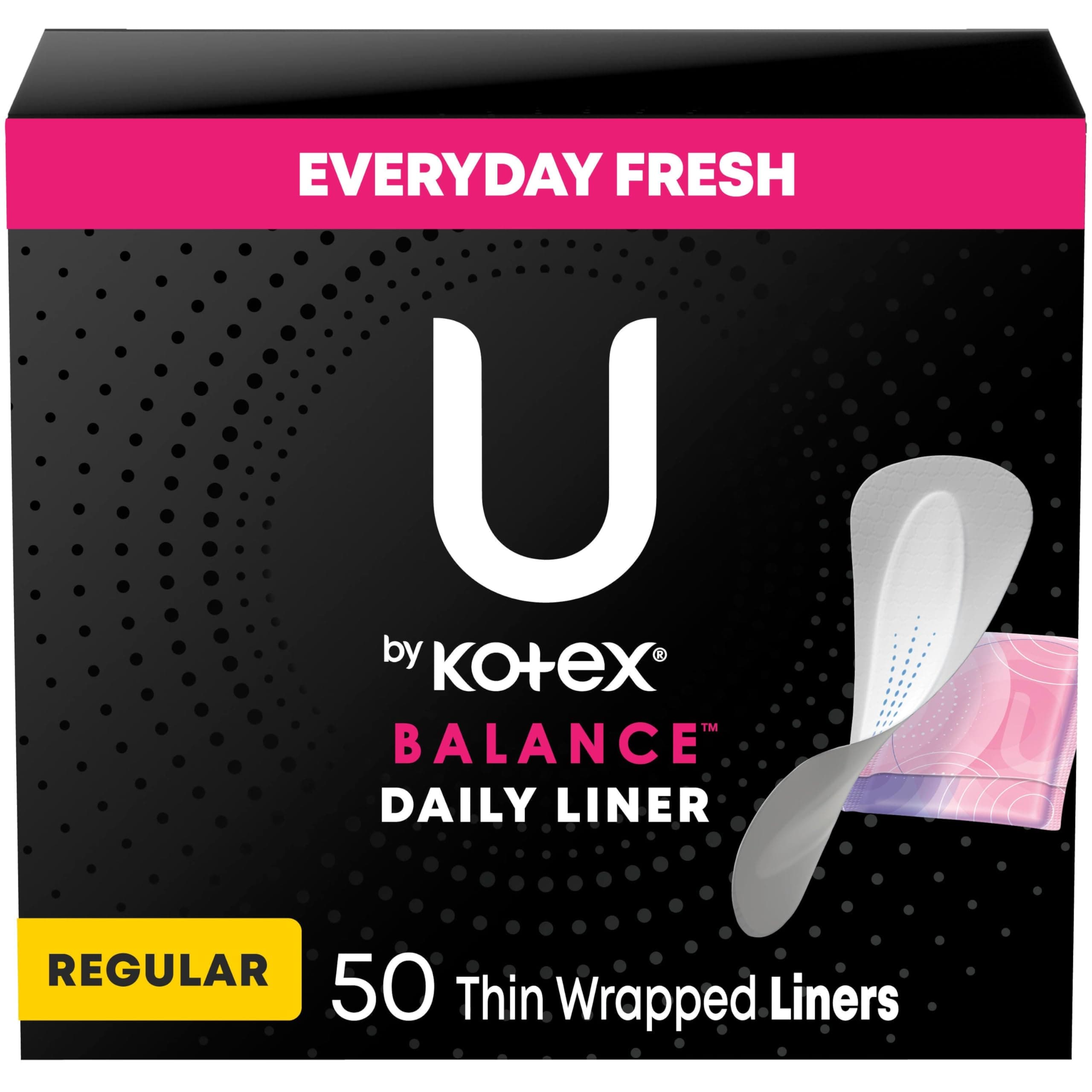 U by Kotex Barely There Liners, Light Absorbency, Regular, Fragrance-Free, 50 Count