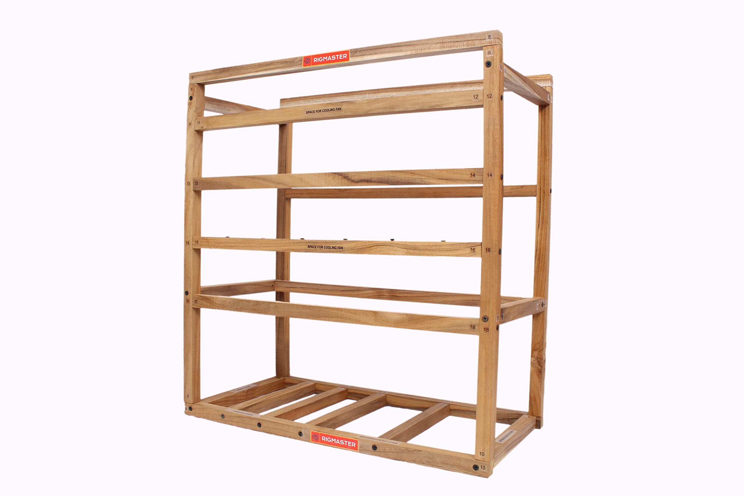 Rigmaster Mining Rig Frame- 12 GPU Teak Wood Open Air Miner Computer Frame Rig Case for Crypto Mining Bitcoin ETH ETC ZEC Mining Frame