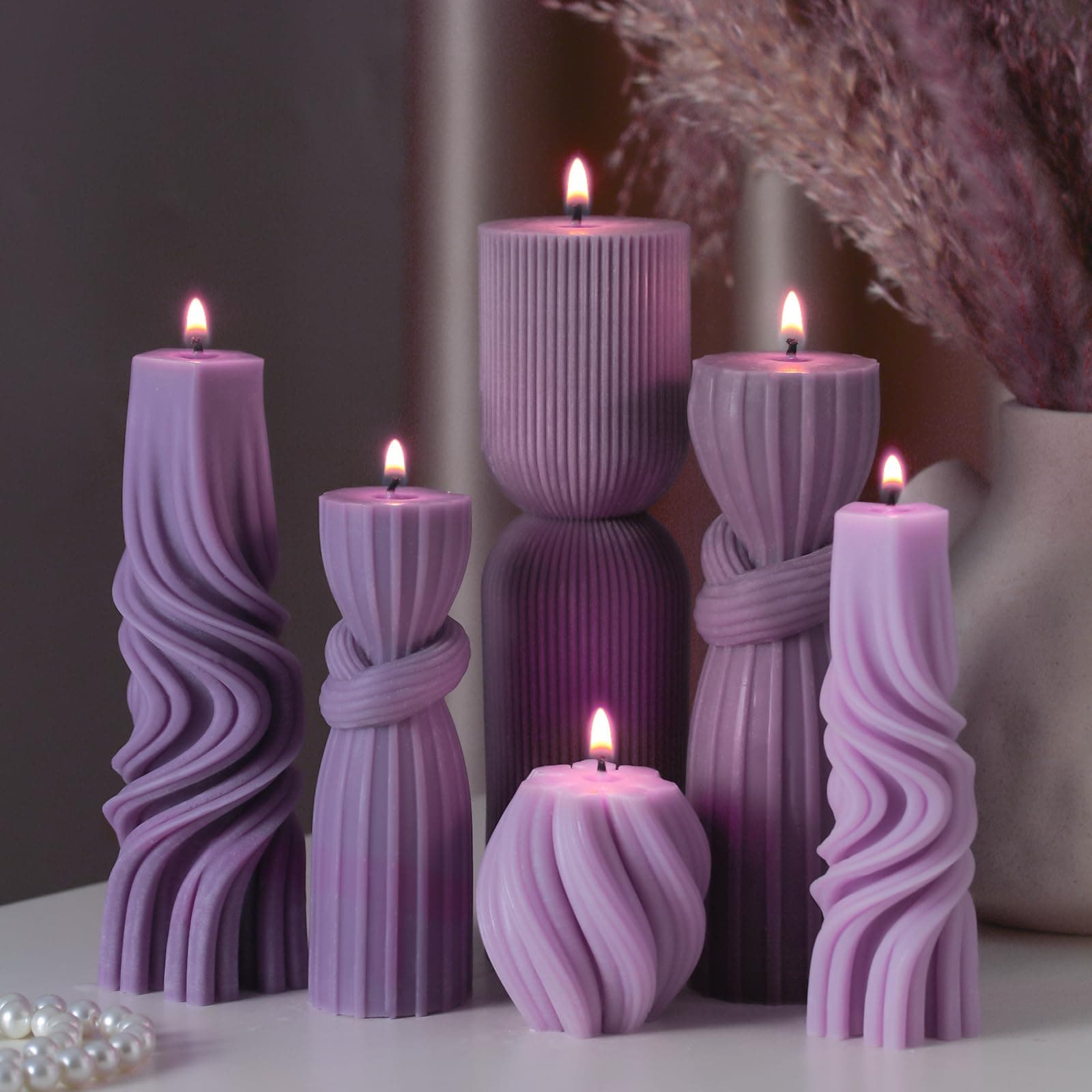 Purple Ribbed Candle