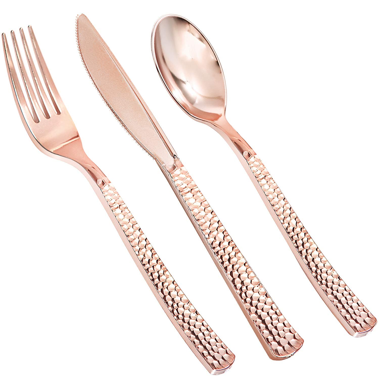 supernal 180pcs rose gold plastic silverware