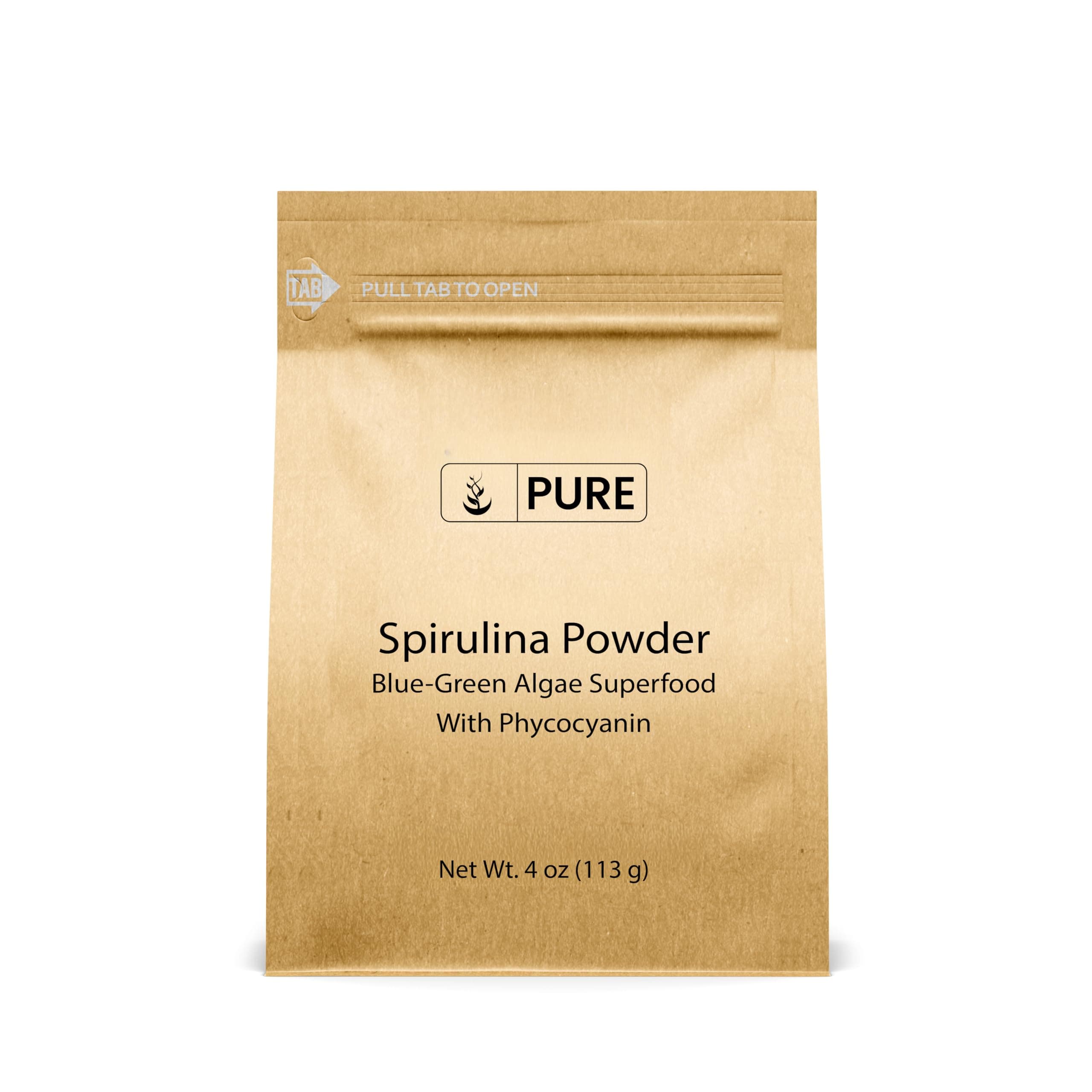 PURE ORIGINAL INGREDIENTS Spirulina Powder (4 oz) Green Algae Superfood with Phycocyanin