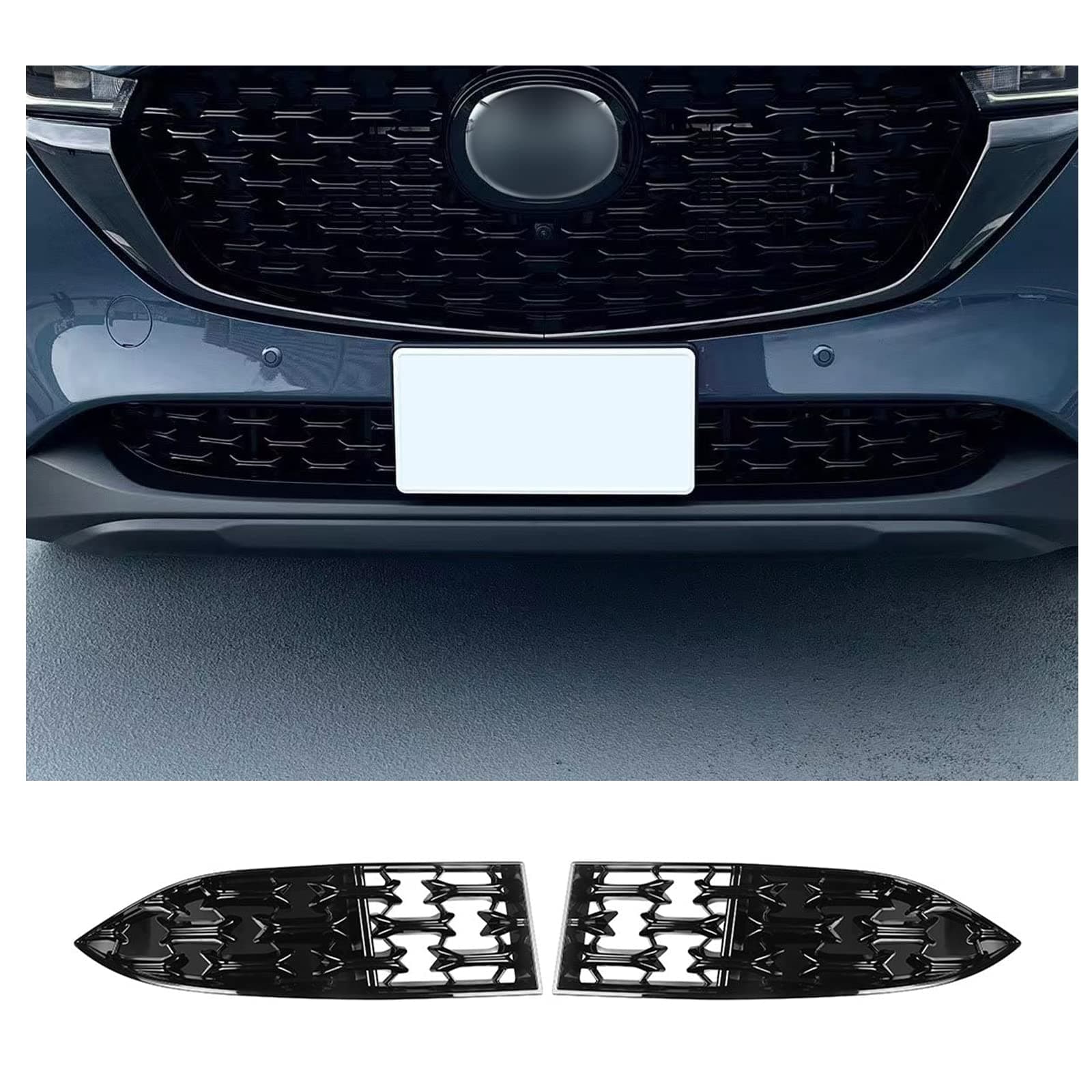 CDEFG CX5 Front Grill Mesh Inserts Trims Front Grille Guard Compatible with 2022 2023 2024 Mazda CX-5 Car Exterior Accessories ABS Material 2024 CX-5 Accessories(2PCS)