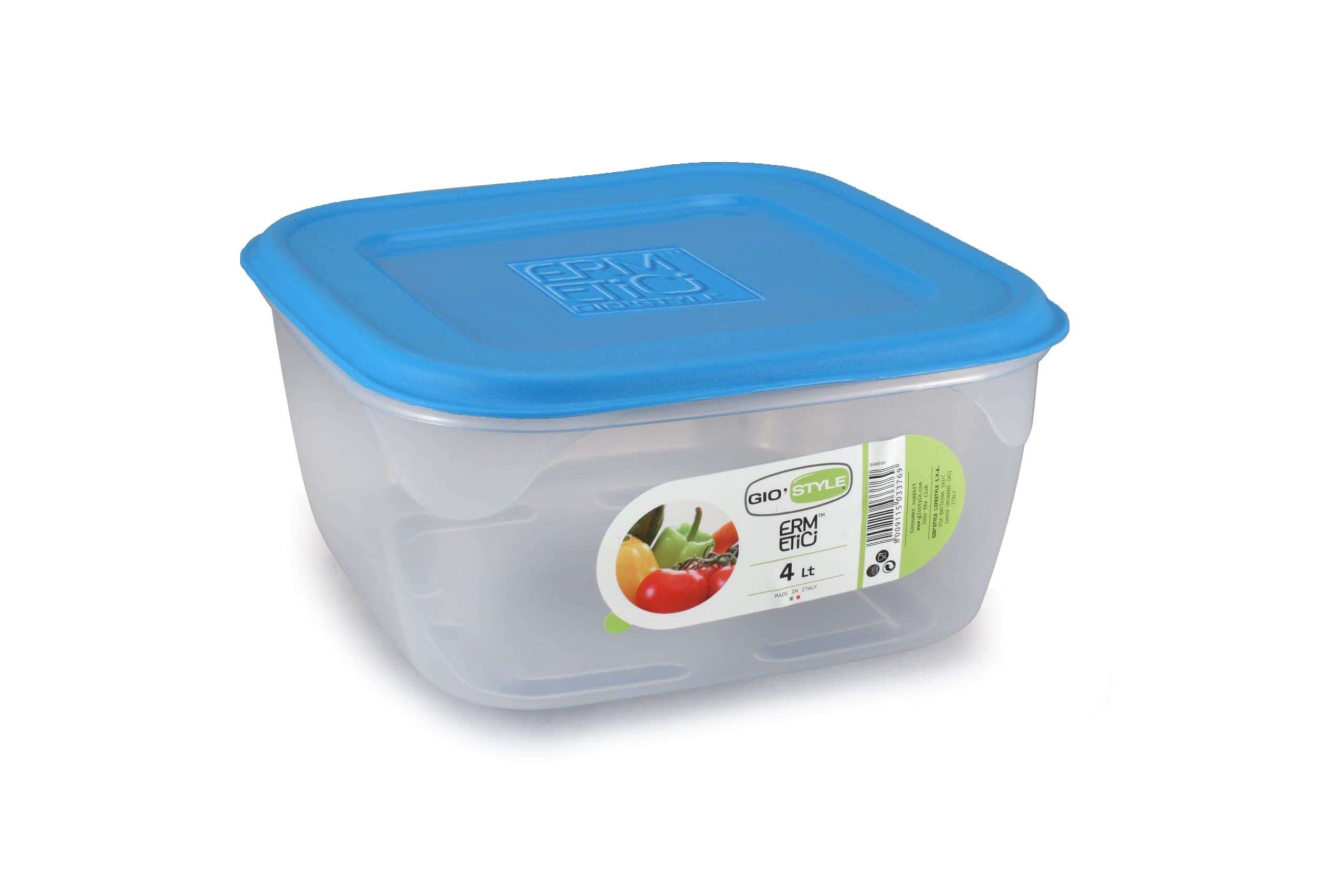 GioStyle Square Hermetic Container, 4 Liter Capacity, Light Blue