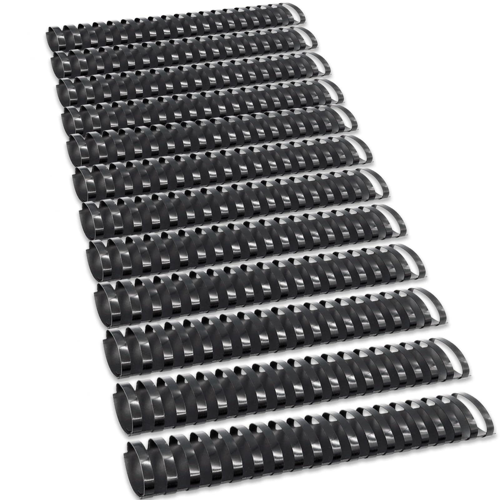 Binditek 12 Pack Plastic Binding Comb Spines, 1-1/2 Inch Diameter, 310 Sheet Capacity, 19 Ring, for Letter Size, Black, for Students and Coworkers