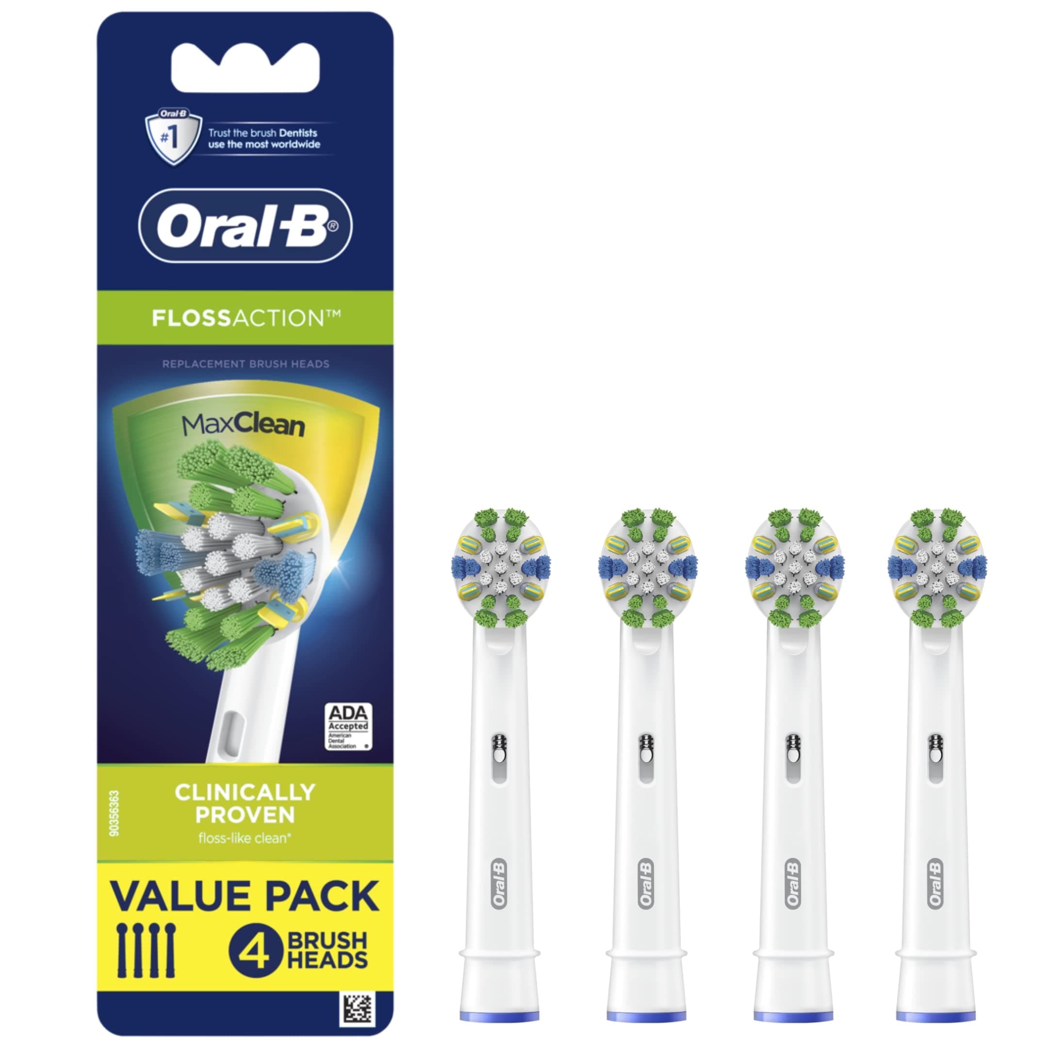 Oral-B FlossAction Electric Toothbrush Replacement Brush Heads, 4ct