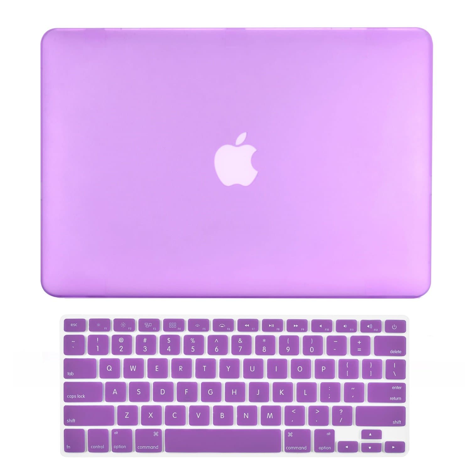 TOP CASE - 2 in 1 Signature Bundle Rubberized Hard Case + Keyboard Cover Compatible MacBook White Unibody 13" (A1342 / Oct 2009-2011) - Purple