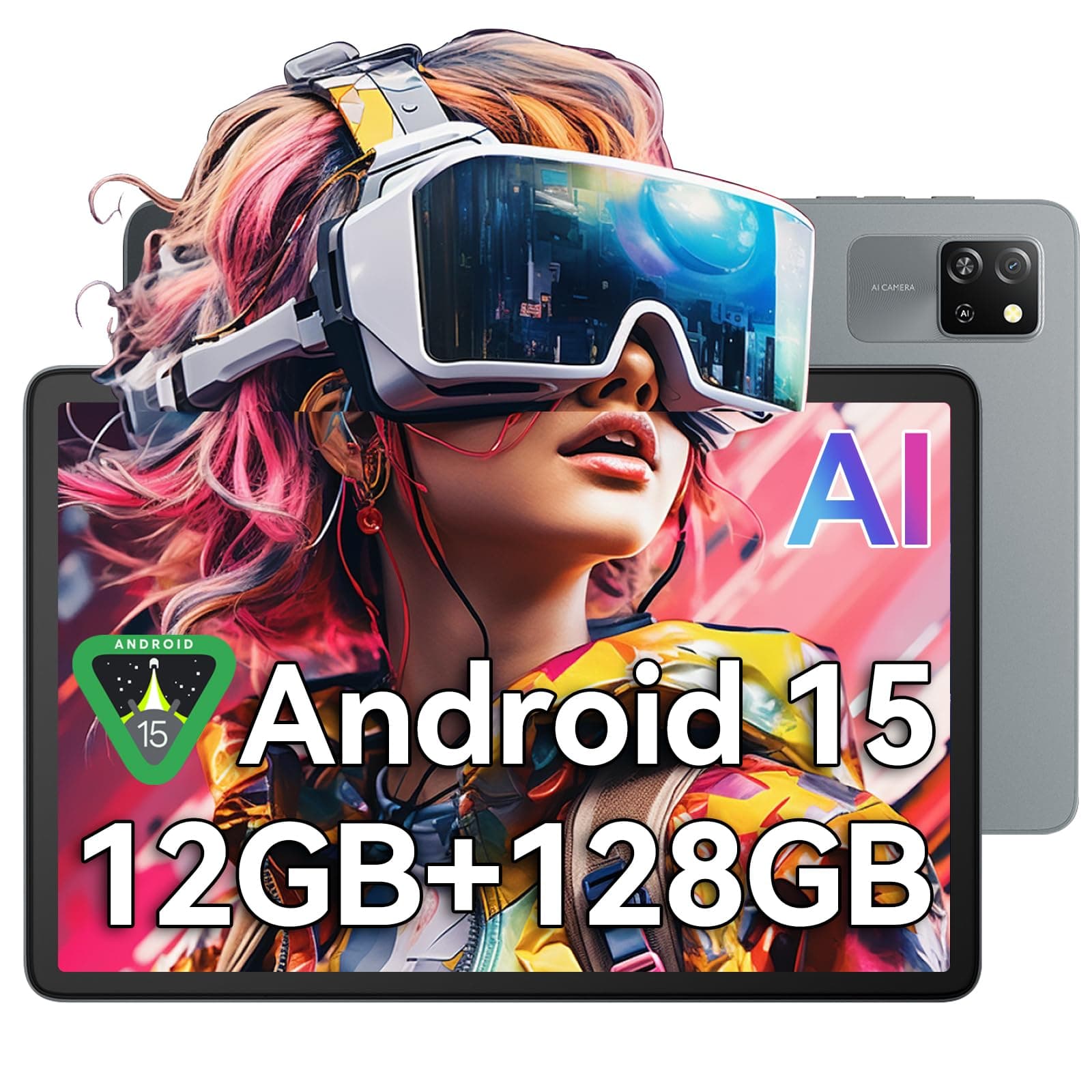 Blackview Tab 60 WiFi 2024 Android 14 Tablet, 12(4+8) GB+128GB 2TB Expand, Wi-Fi 6 Model, 10.1 inch Tablet with HD+IPS Display, 5100mAh, Dual Speakers and Camera, BT5.2, Google GMS, 2.0GHz CPU, Gray