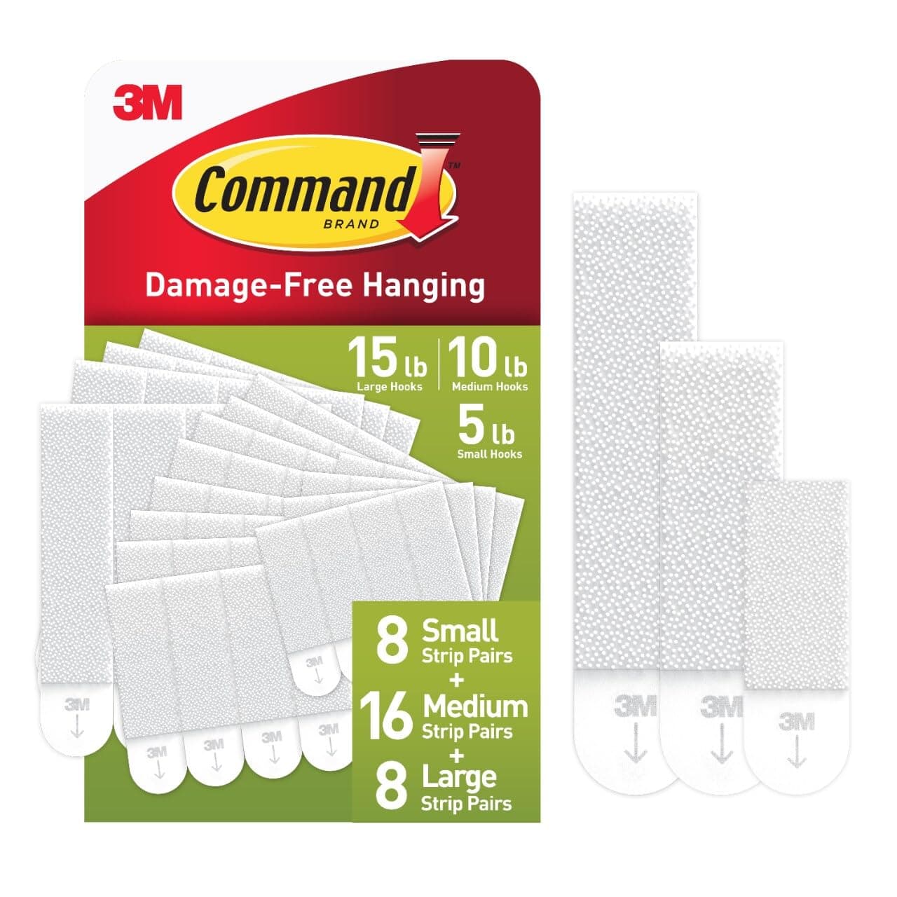 Command Command, Ph211-32Na, Picture Hanging Strips, 8 Small Pairs, 16 Medium Large White, In Easy-To-Open Packaging