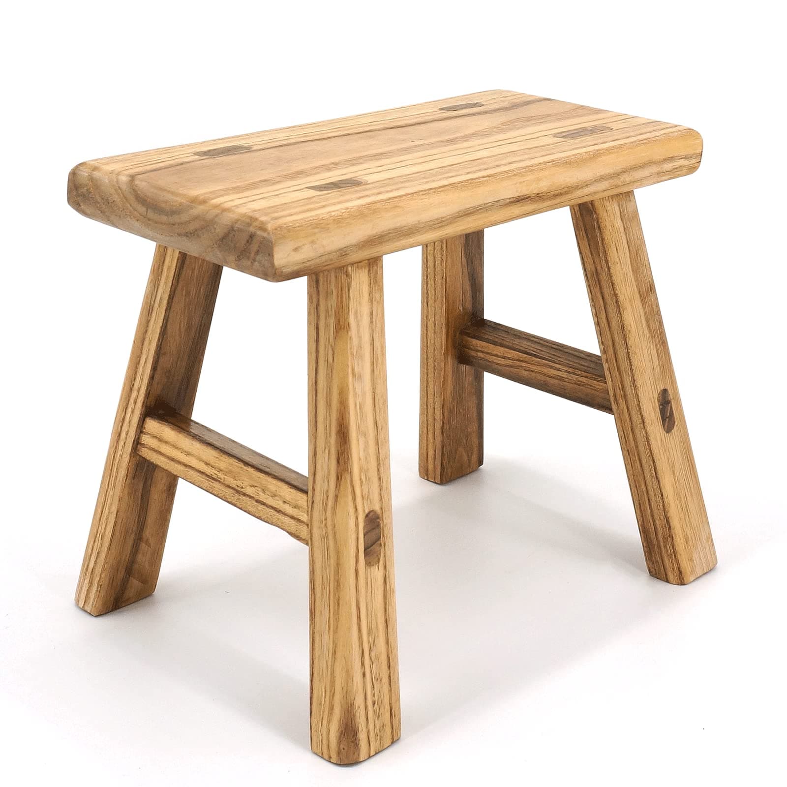 Handmade Solid Wood Stool Milking10 Height Wooden Step Stool Simple Wooden Viking (12" Long 6" Wide)