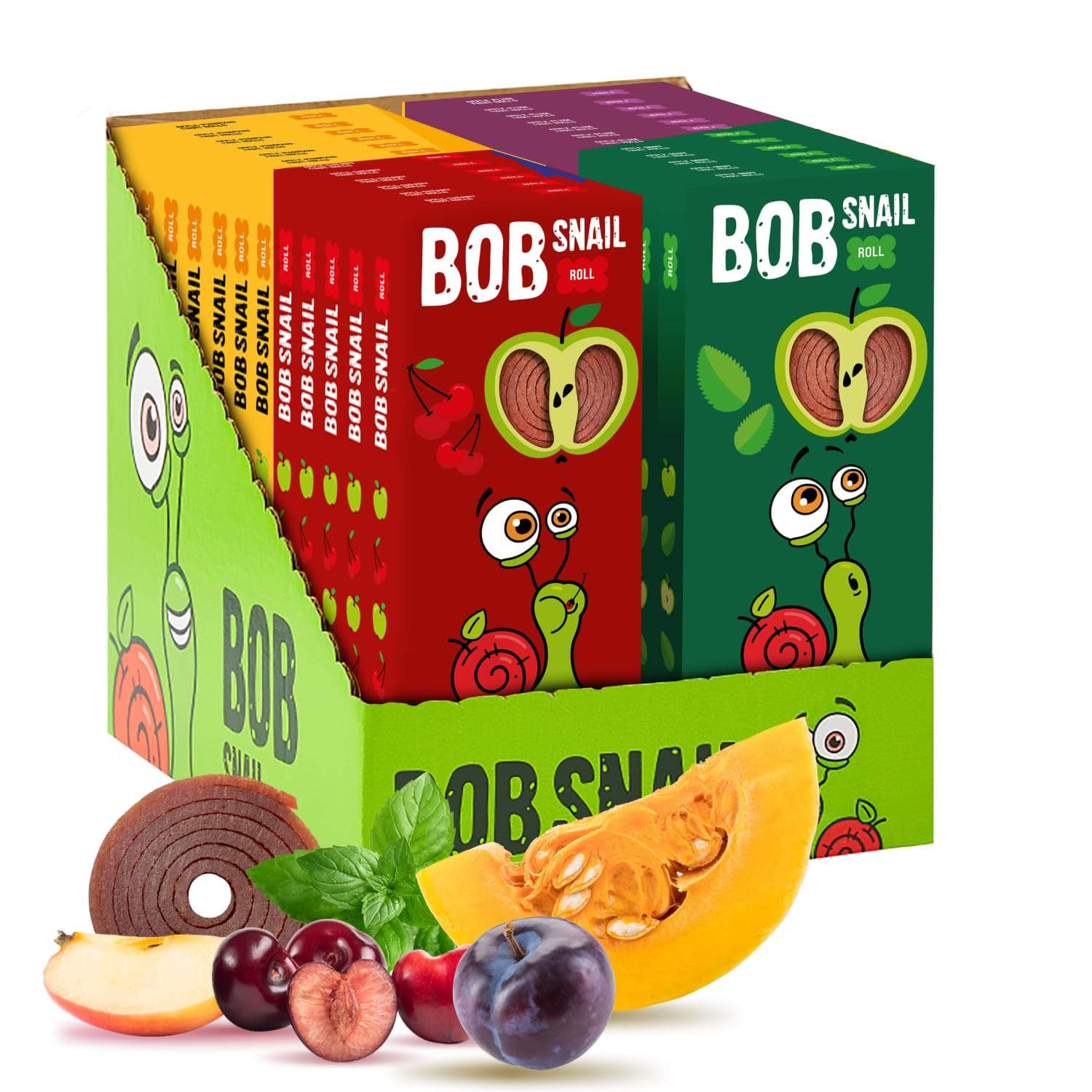 BOB SNAIL Healthy Fruit Snacks for Kids and Adults – 60 Fruit Roll Up Strips ...