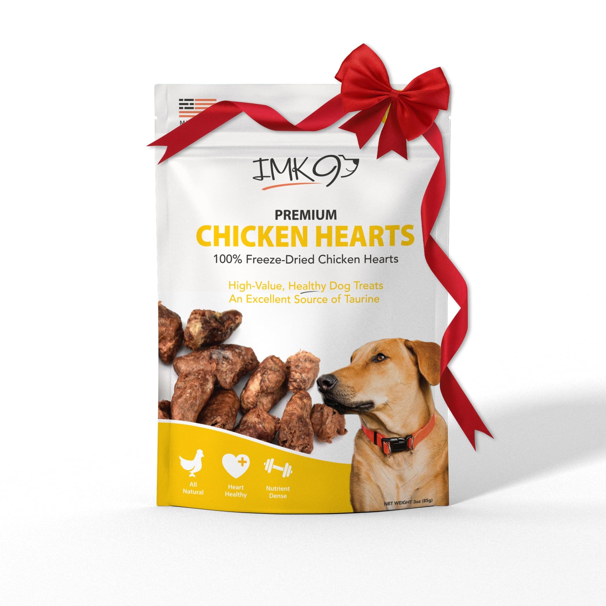 Chicken Hearts for Dogs - Freeze Dried Chicken Dog Treats - Natural Taurine, Better than Duck, Turkey - Single Ingredient, Dehydrated Chicken, Grain Free for Pets, Puppy, Cats Training - Made in USA