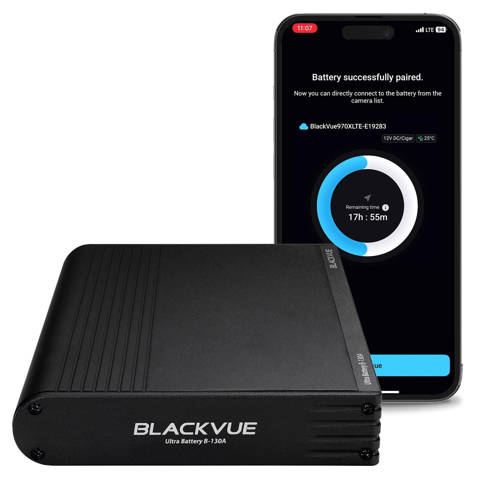 Blackvue B-130A Ultra Battery - Fast Charging Dash Cam Battery Pack, 12V/24V, USB Power, Smart App & Cloud Monitoring, Exclusively Dashcam