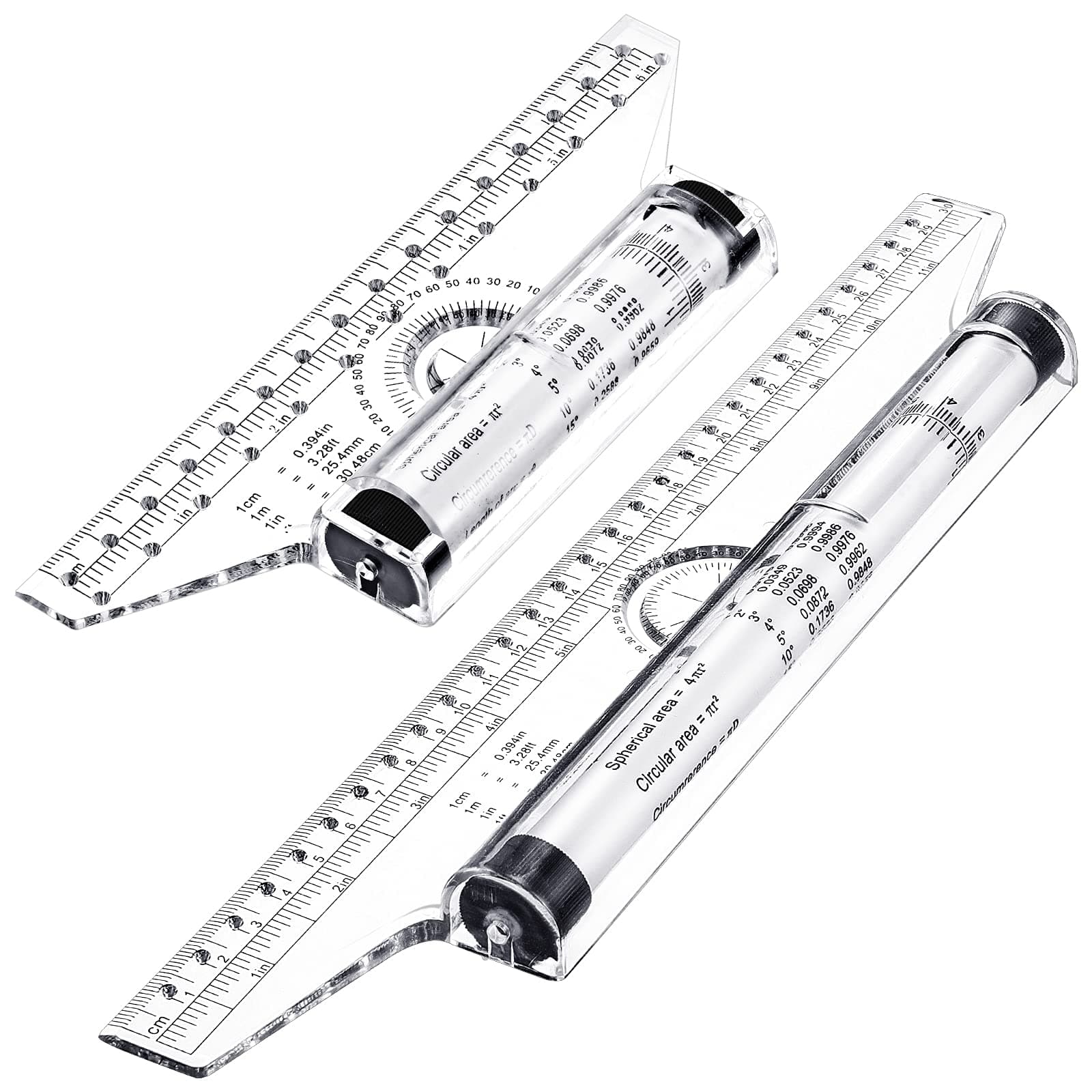 Frienda 2 Pieces Plastic Measuring Rolling Ruler Drawing Parallel Multifunctional Drafting Ruler for Architect Office Math(6 Inch, 12 Inch)