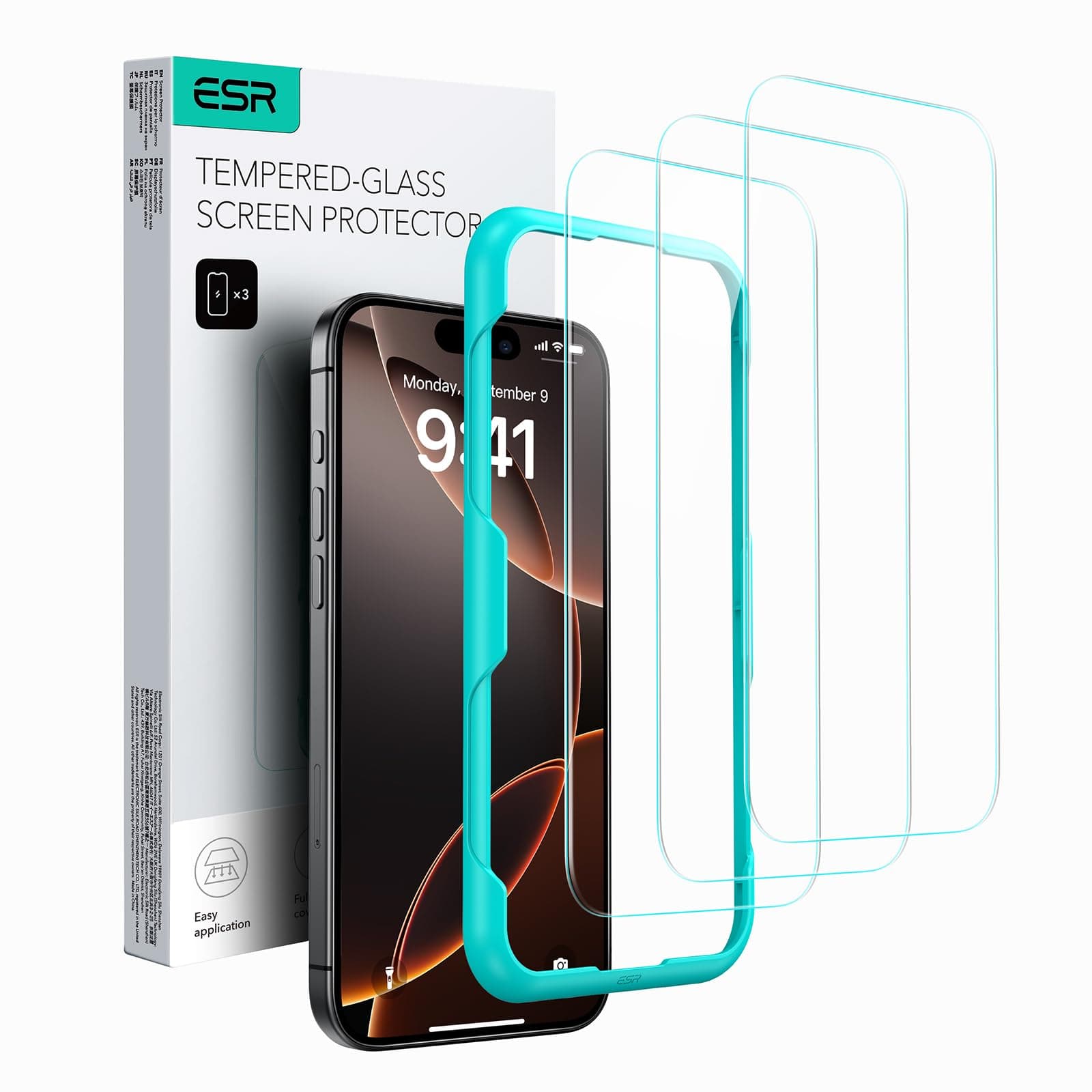 3 Pack for iPhone 16 Pro Max Screen Protector, Tempered Glass Film with Easy Installation Tool, 9H Hardness, Military-Grade Shatterproof, HD Clear, Scratch Resistant