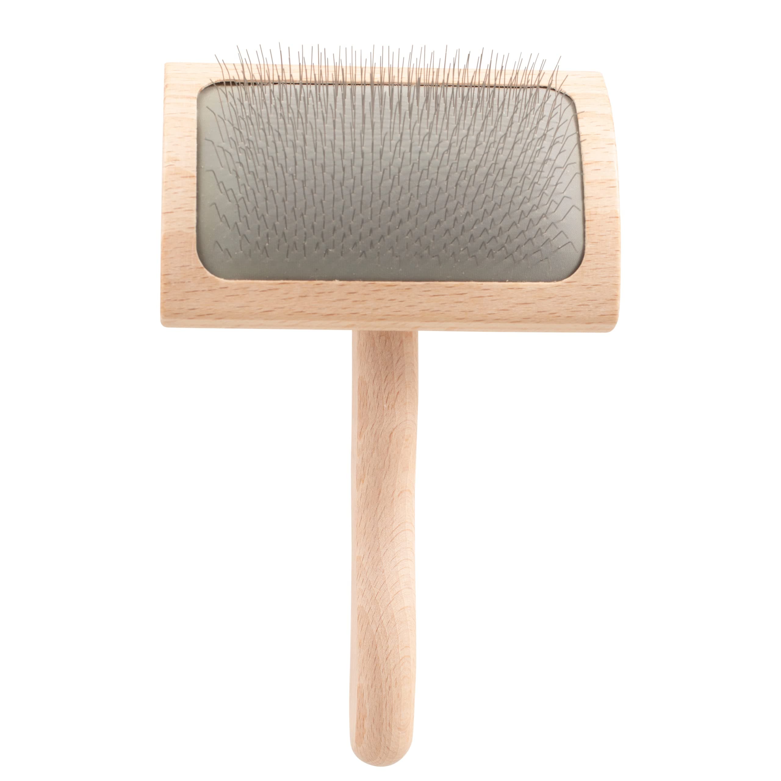 Chris Christensen Mark VI Curved Back Slicker Brush for Dogs, 12mm Pins, Groom Like a Pro, Handcrafted Lightweight Beechwood Ergonomic Handle, Stainless Steel Pins, A5VI, Medium. Made in Germany.