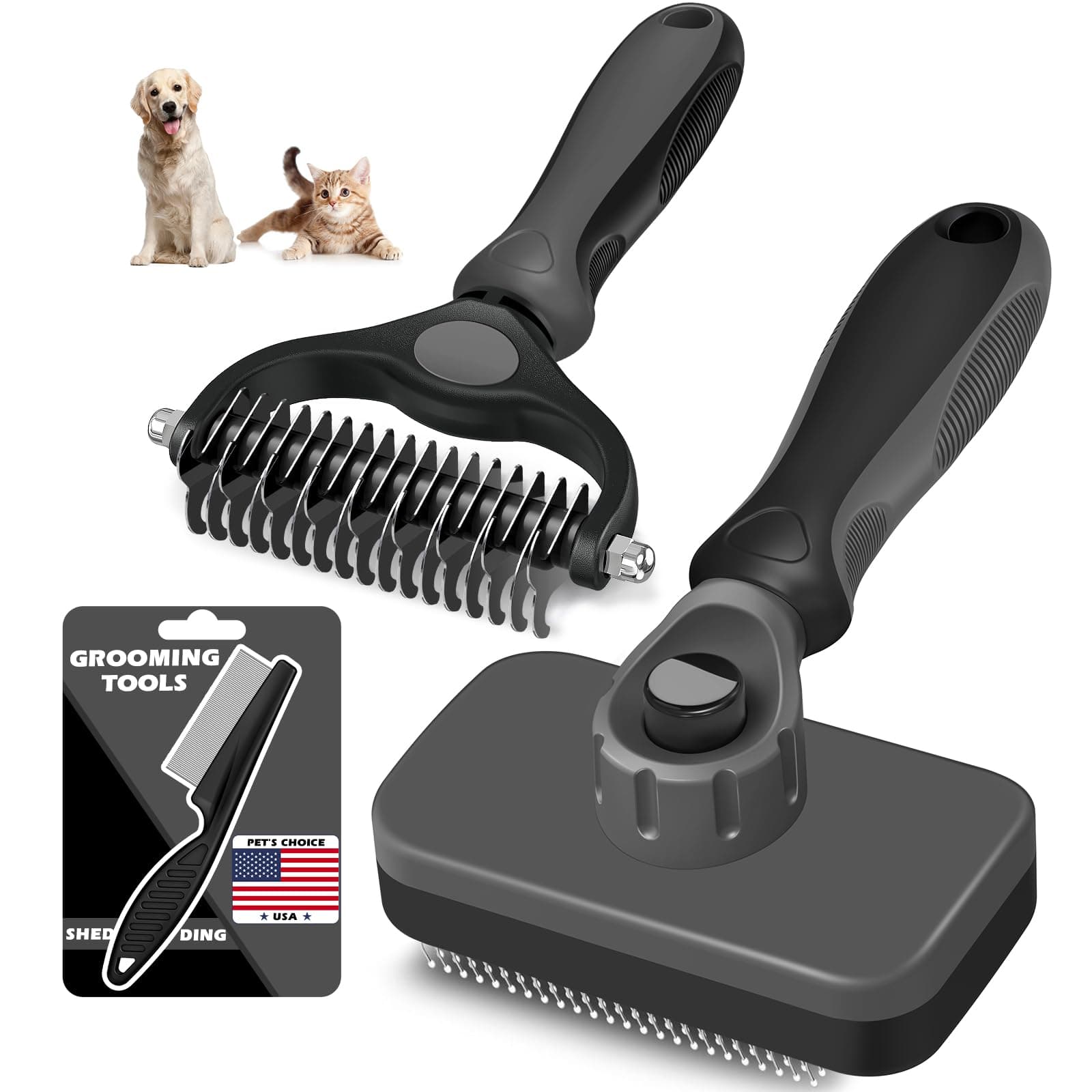 3PCS Pet Grooming Kit(Gray)