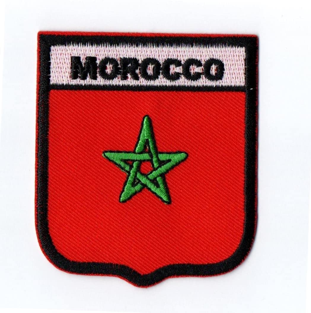 First Anything Morocco Flag Patch Iron On Embroidered for Hat Shirt Jacket Clothing Backpacks Jeans Cap Size About 2.80x2.50 Inch A374