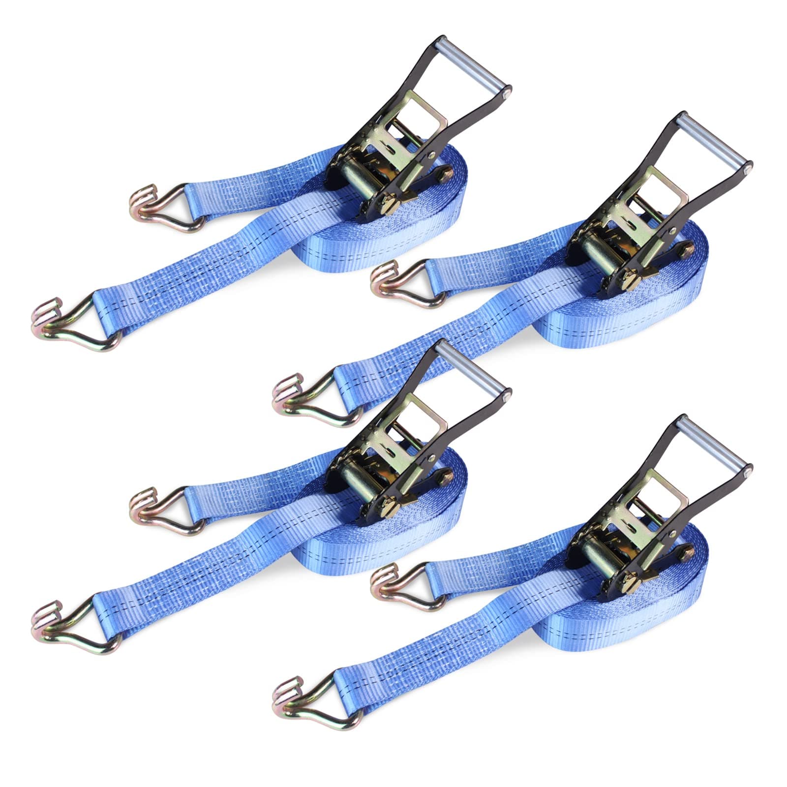 HLCC Ratchet Tie Down Strap，2" x 27'Cargo Strap Hooks-Breaking Strength:10,000Lbs-Suitable for Strapping and Securing Truck & Trailer Loads.4PACK