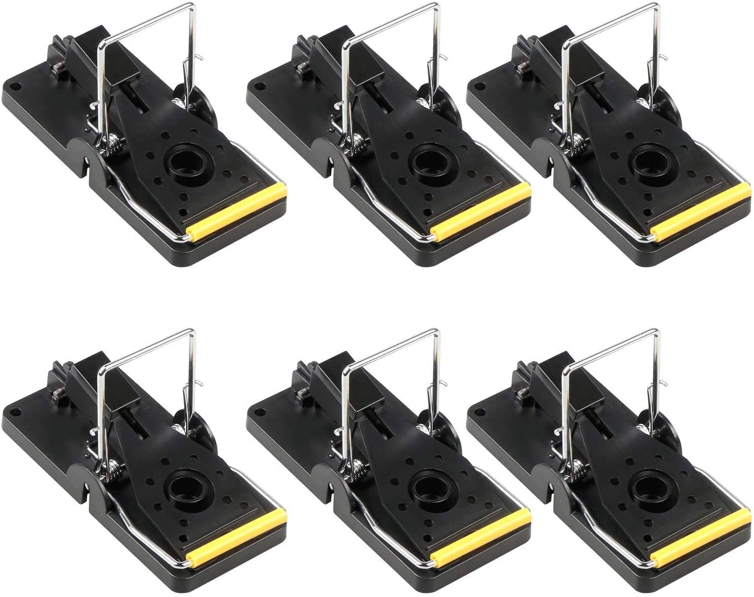 YOOYEE M006 Reusable Mouse Snap Traps 6 Pack in Black Colour, 4.6 cm x 9.6 cm
