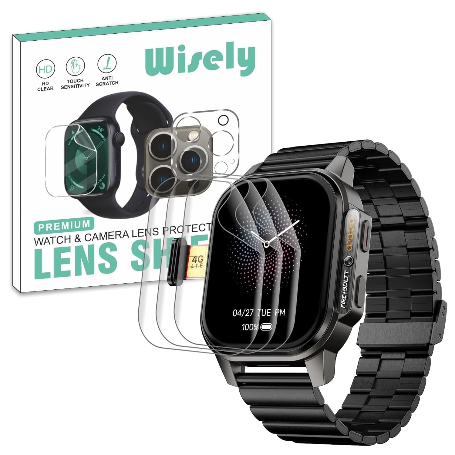 3pcs| Screen Guard Protector For Fire Boltt Snapp Smartwatch |54.1mm| Bubble Free, Easy installation kit, Clear HD, Full Cover