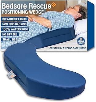 Bedsore Rescue Positioning Pillow Wedge - Tailbone, Sacrum, Buttocks - Small Size Under 100lbs - Hypoallergenic - Non-Slip Turning Wedge - Medical Grade Hospital to Home - Made in USA