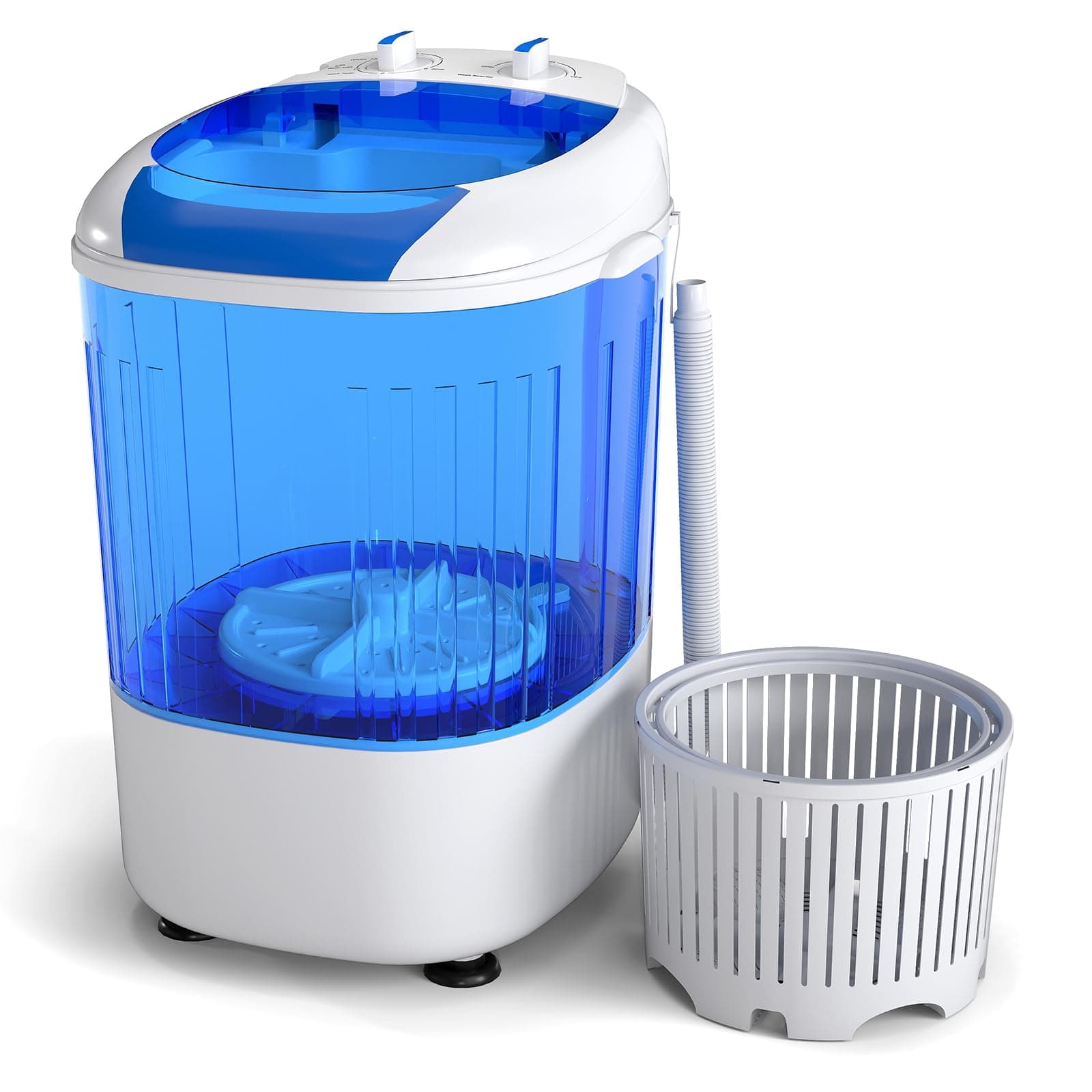 COSTWAY Mini Portable Washing Machine, 5.5 lbs Capacity, Compact Laundry Washer with Spin Tub & Drain Hose, Perfect for Apartment Dorms RV Home (Blue)