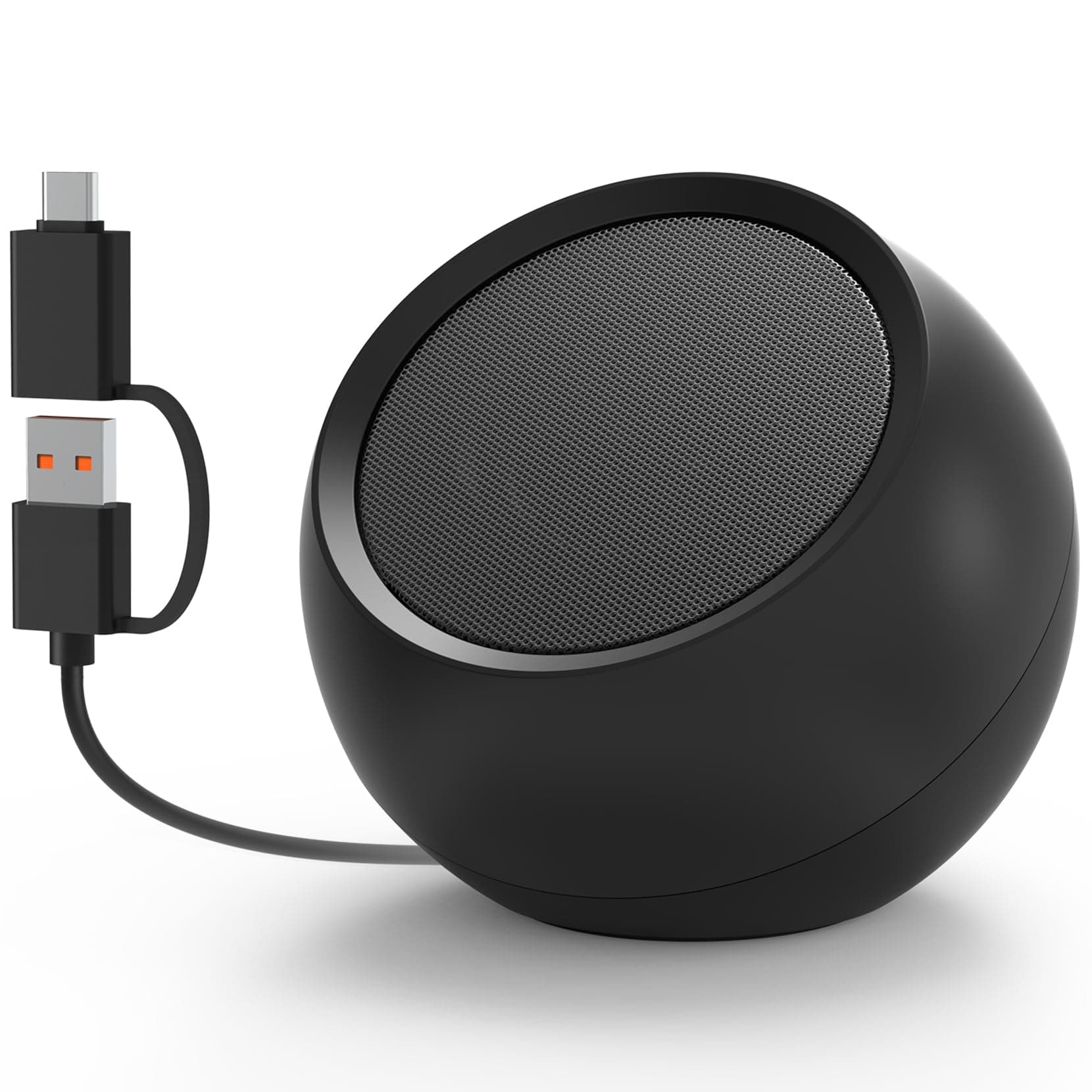 [Single] Computer Speaker for Desktop PC, USB-Powered, Plug-n-Play, Wired, External Speaker for Laptop, with Crystal-Clear Sound, Loud Volume, Rich Bass, Built-in USB-C Adapter for Full Compatibility