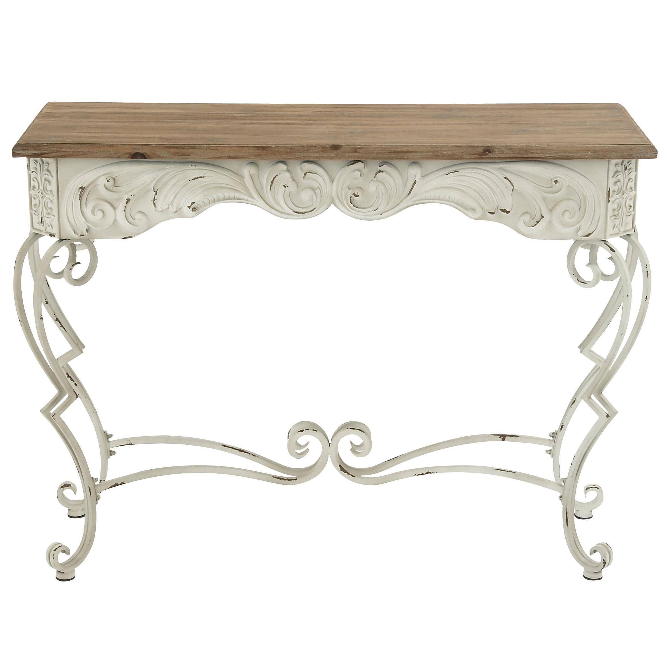 Farmhouse White Metal Console Table