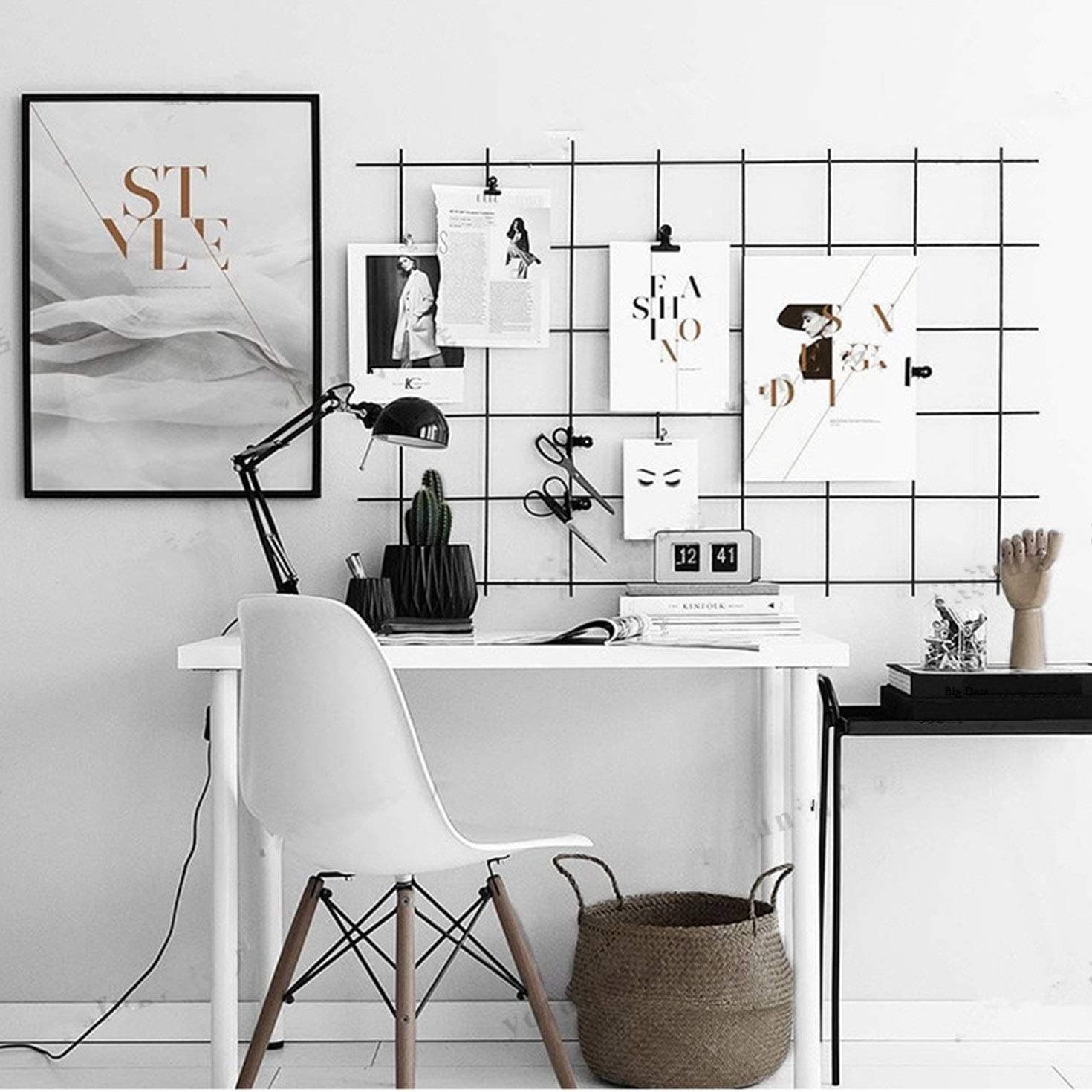 Yash Metal Wire Grid Panel, Display Organizer, Postcard, Wall Artwork Display for Home Office Living Room Dorm Room, Kitchen Storage Grid Wall, 31.5" X 20.5", Pack of 2 Pcs, Black