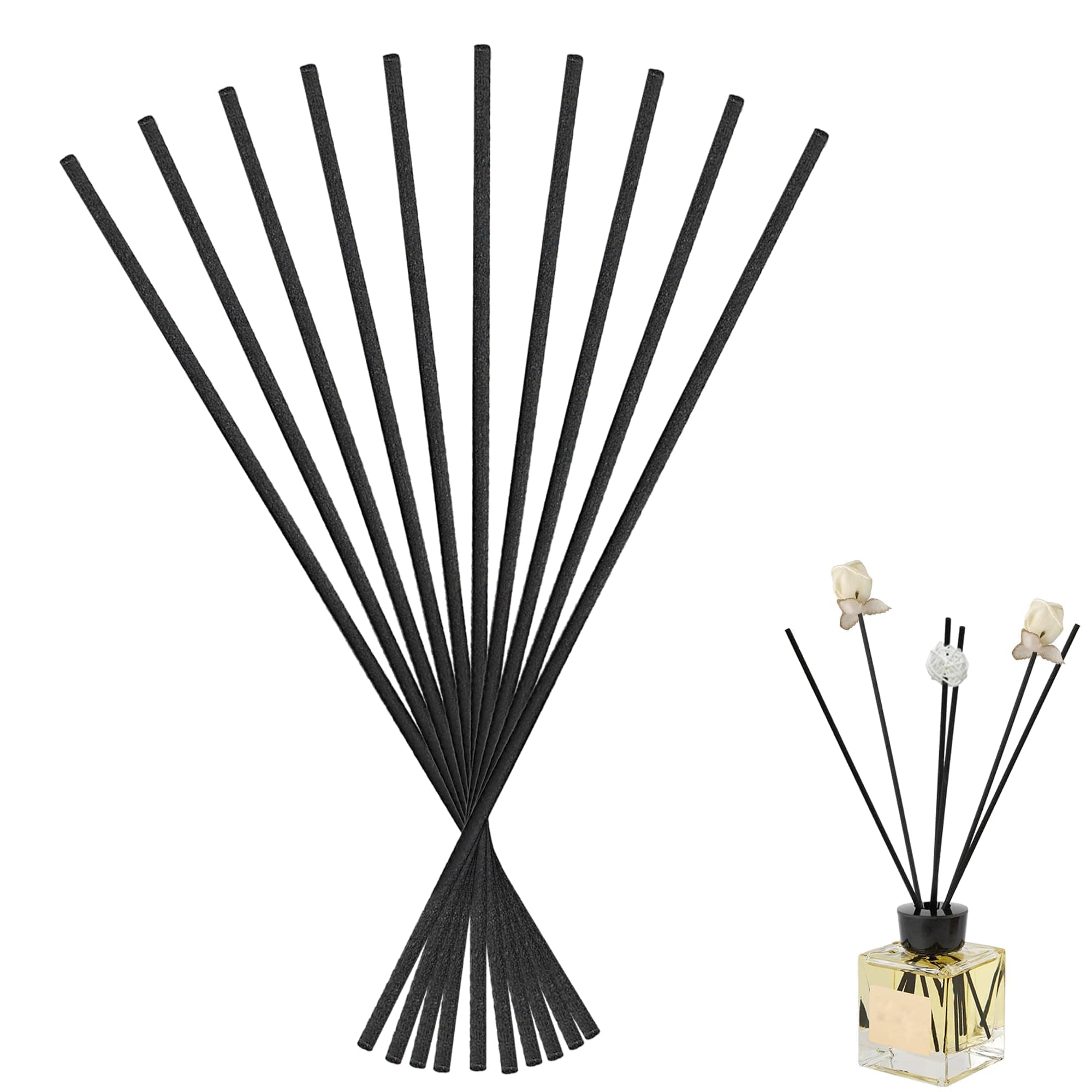 MEKEET 10PCS Black Reed Diffuser Sticks Fiber Reed Diffuser Sticks Black Diffuser Reeds Natural Wood Fiber Reeds Sticks for Home Rattan Reed Diffuser Sticks Replacement Suitable for Home Office
