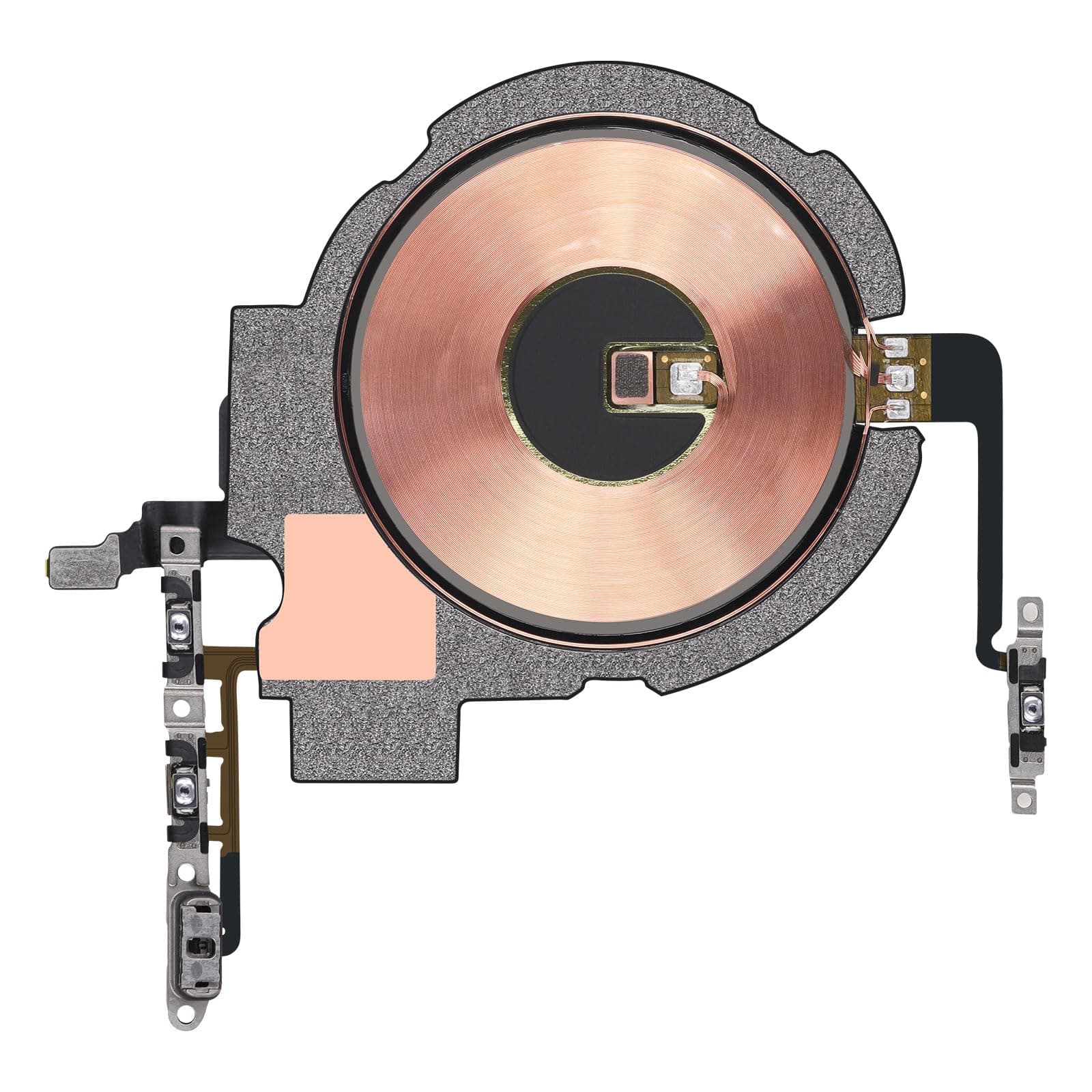 Power Volume Button NFC Chip Wireless Charging Charger Panel Coil Replacement for iPhone 13 PRO MAX On/Off Cable Repair Switch Control Silent Mute Key Assembly with Metal Bracket